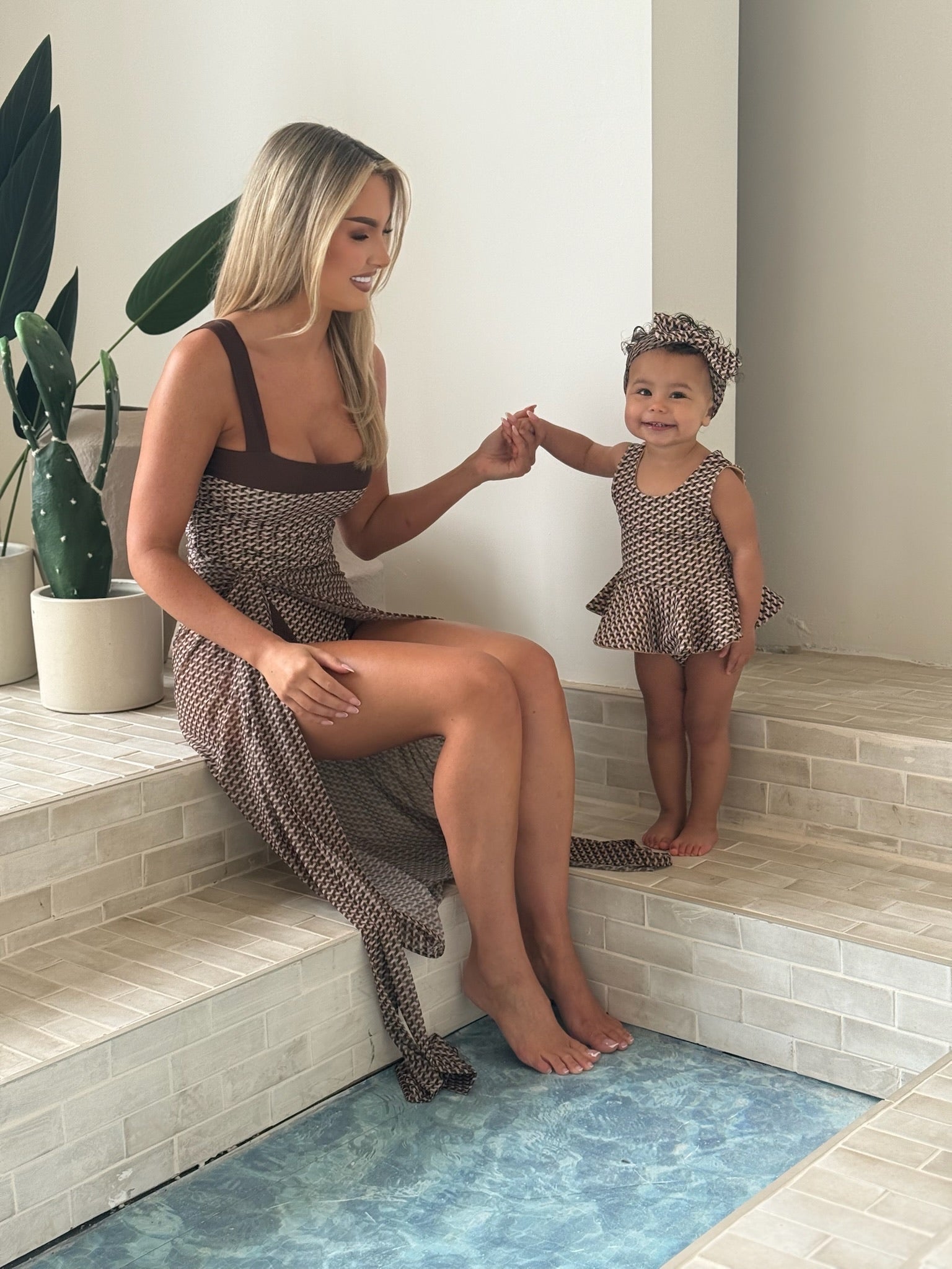 Mini Miami Taupe Peplum Ruffle Swimsuit