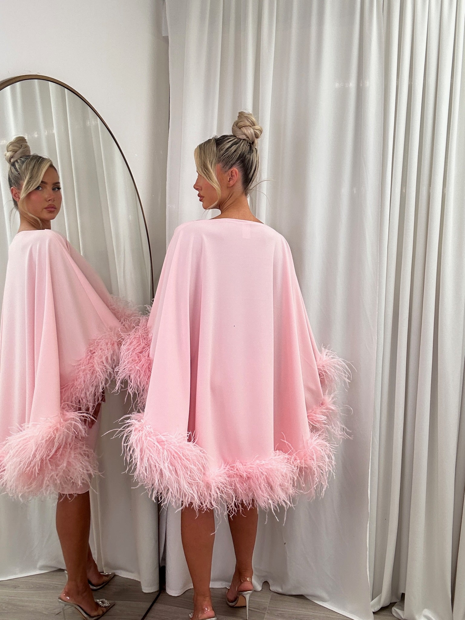 Kylie Cape Midi Skirt Set Baby Pink