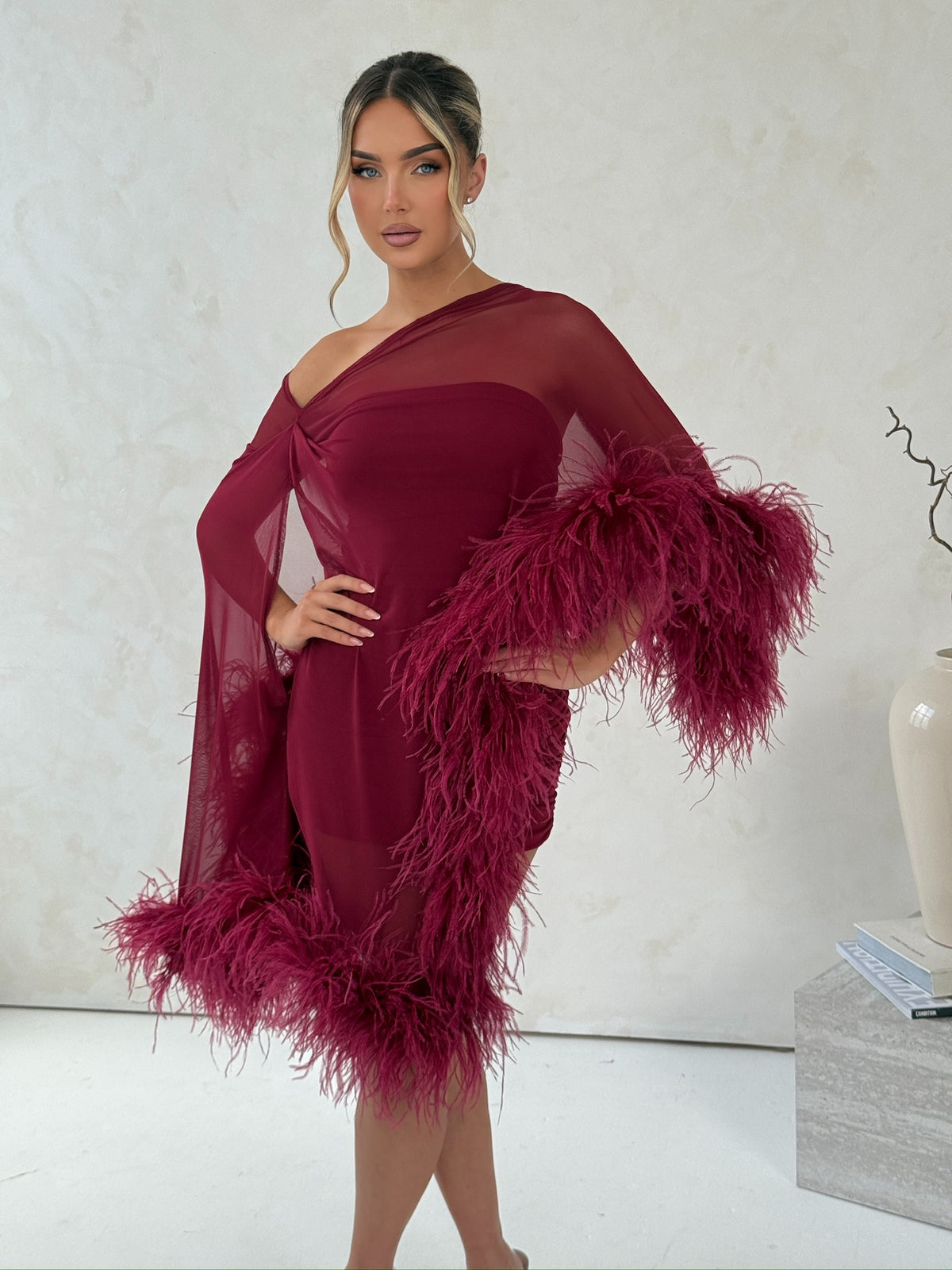 Cindy Cape Top Two Piece Set Wine