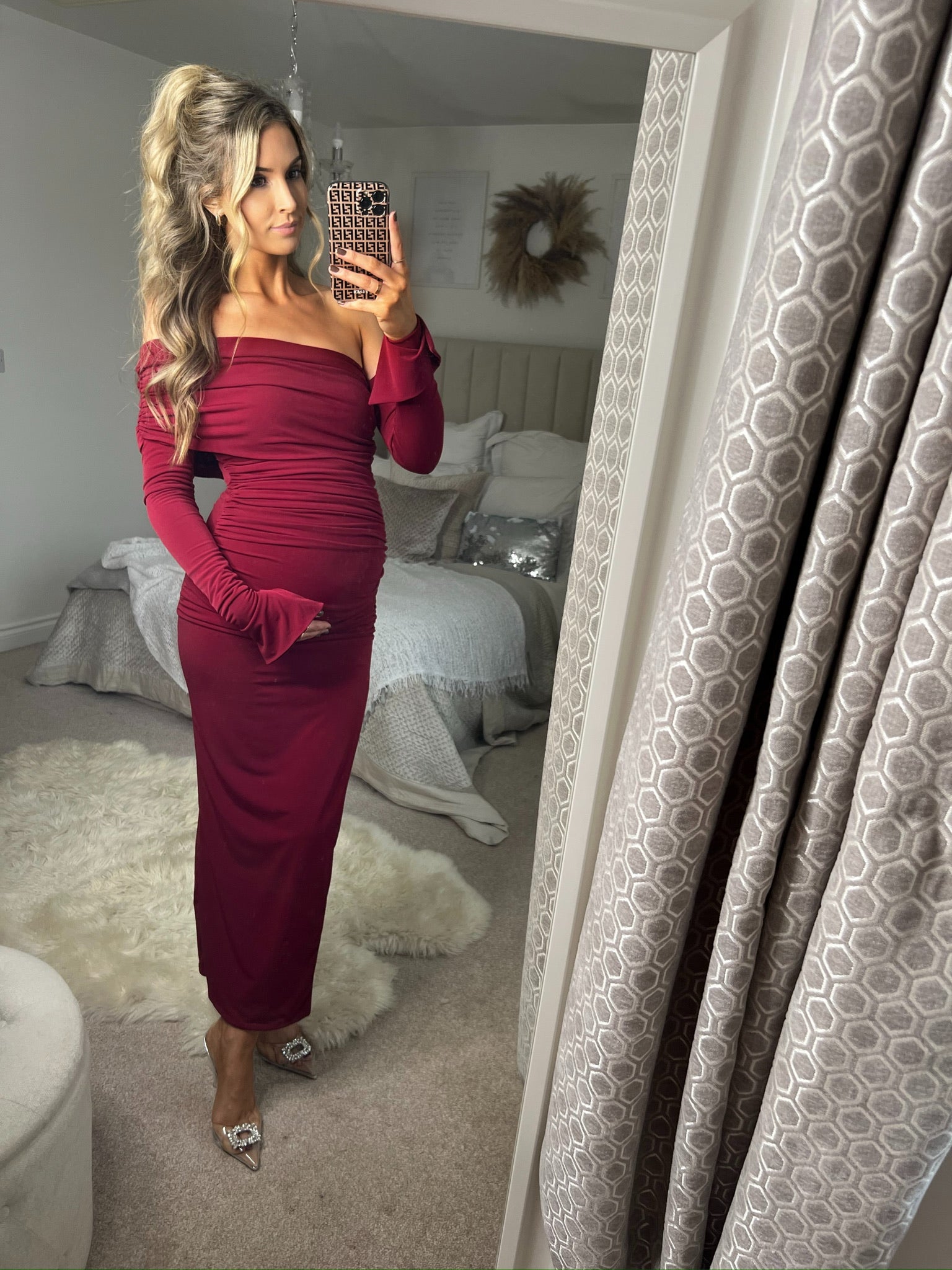 April Two Sleeve Maternity Dress Wine