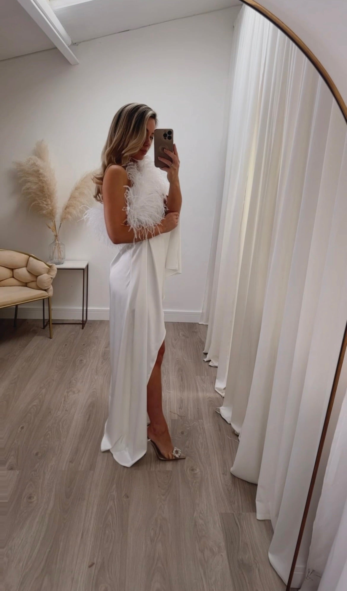 Liberty Ostrich Dress White