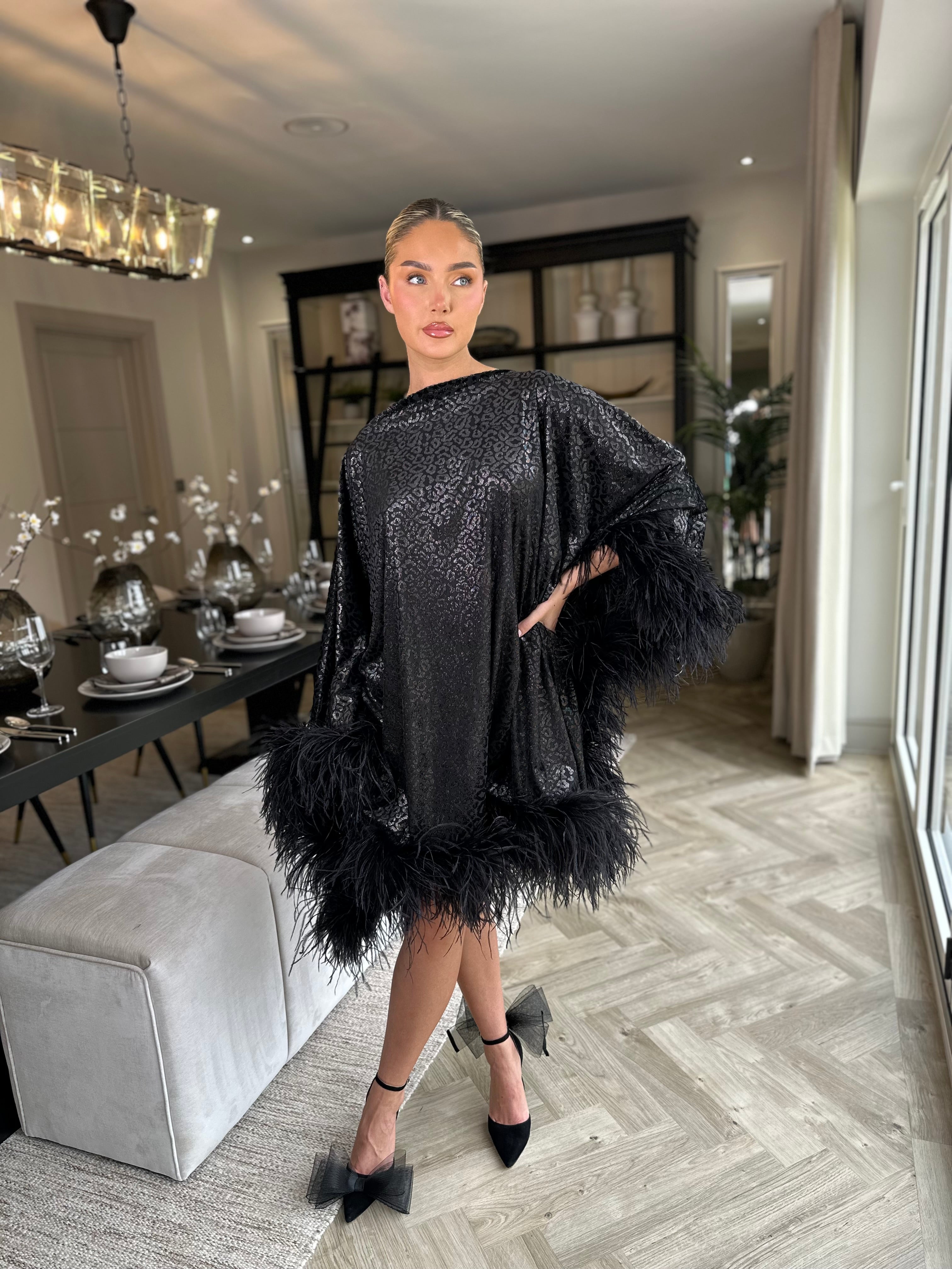 Kylie Mini Dress Burnt Out Print Black