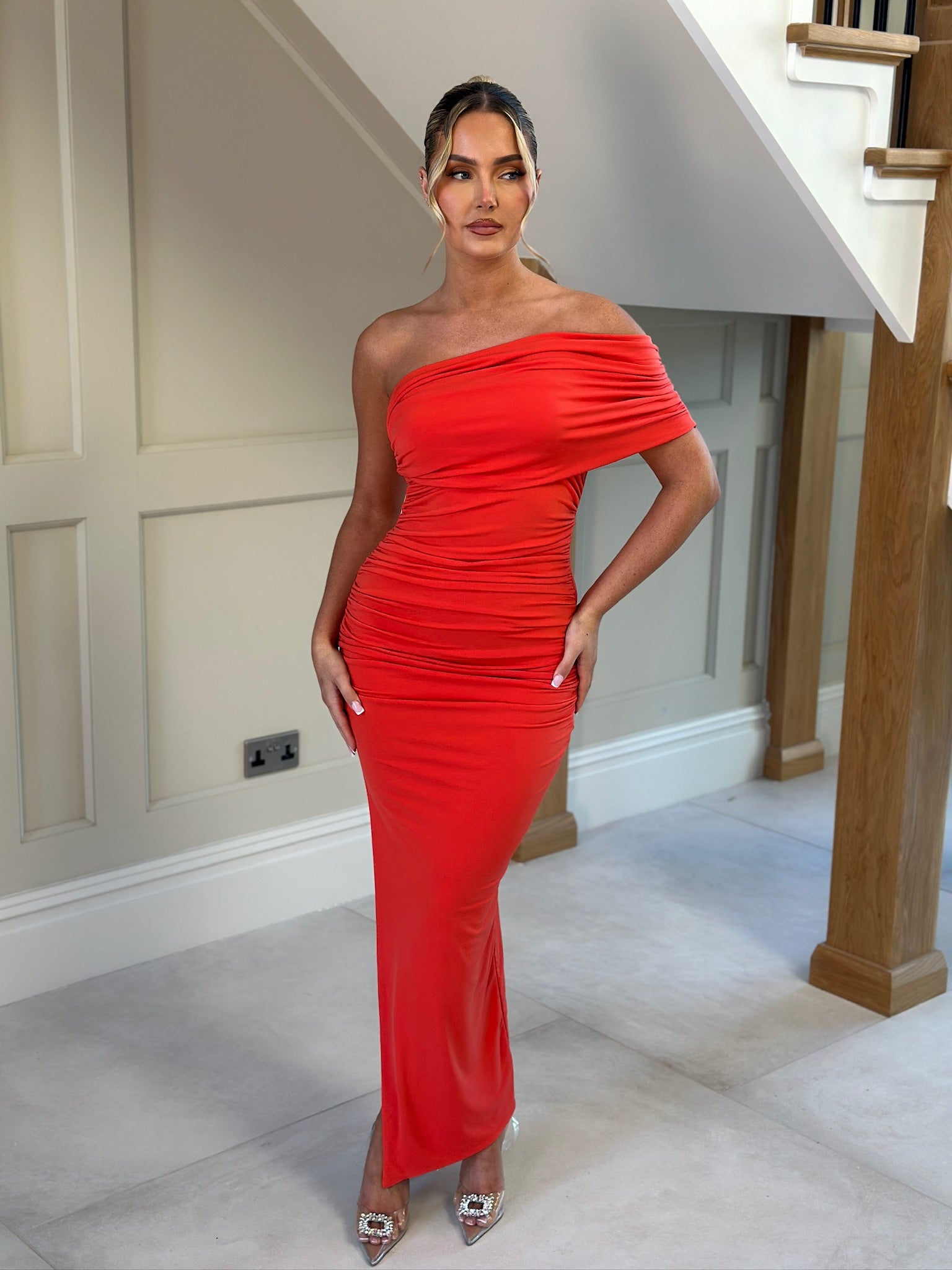 April Sleeveless Midi Dress Blood Orange