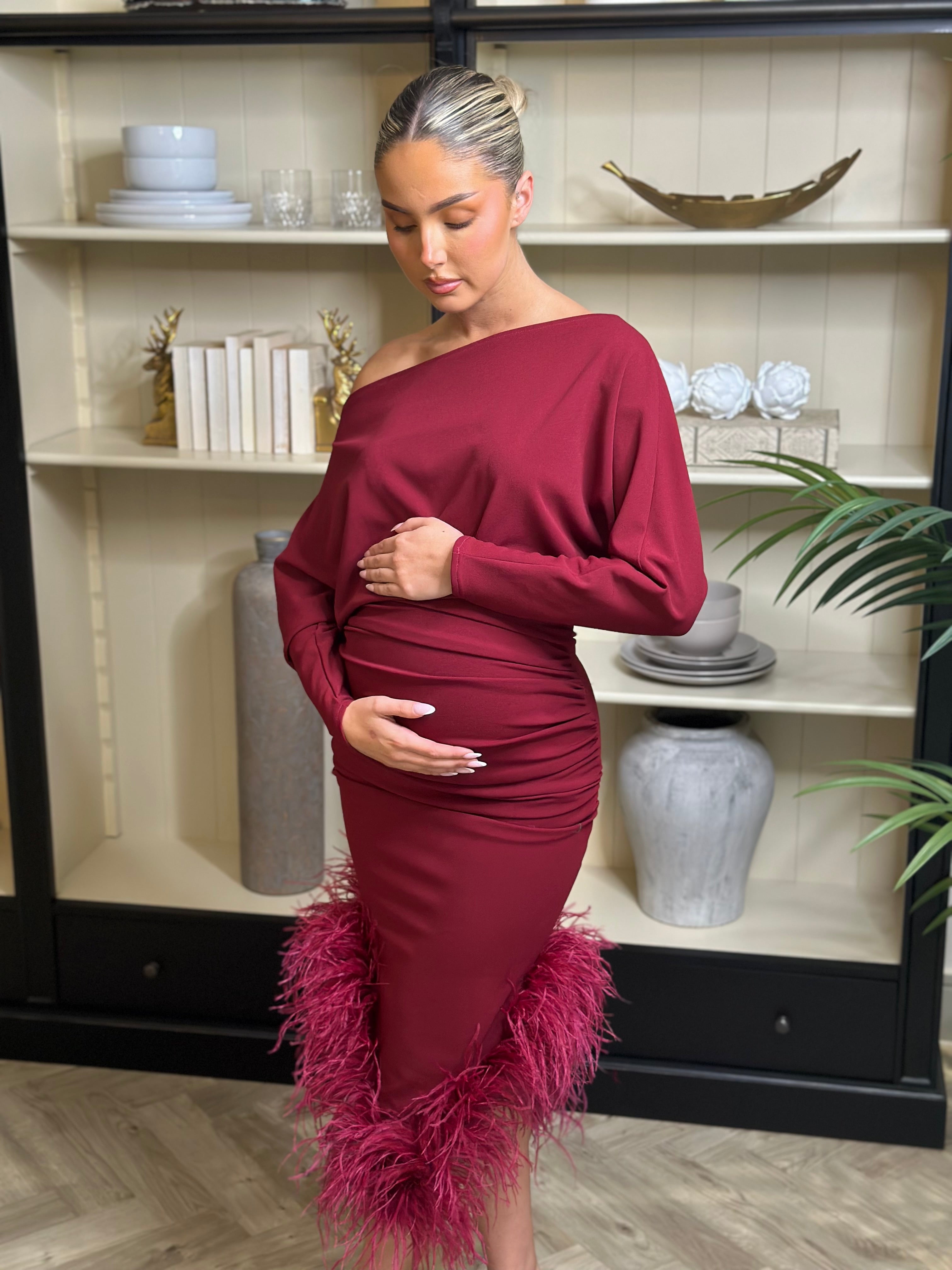 Arella Maternity Dress Wine