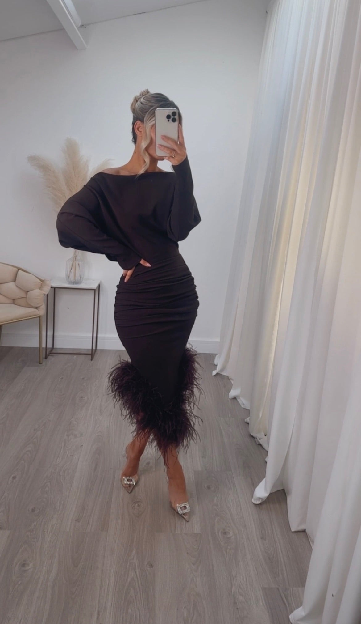 black mini dress in store near me Kelly Elegant Modest Buy Women's Peach and Size:3-5 YRS