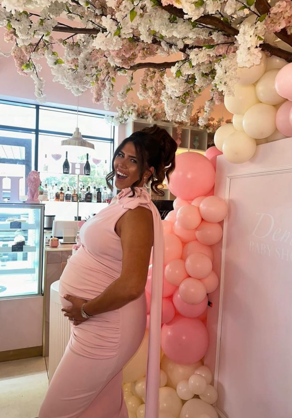 Maya Maternity Midi Dress Baby Pink