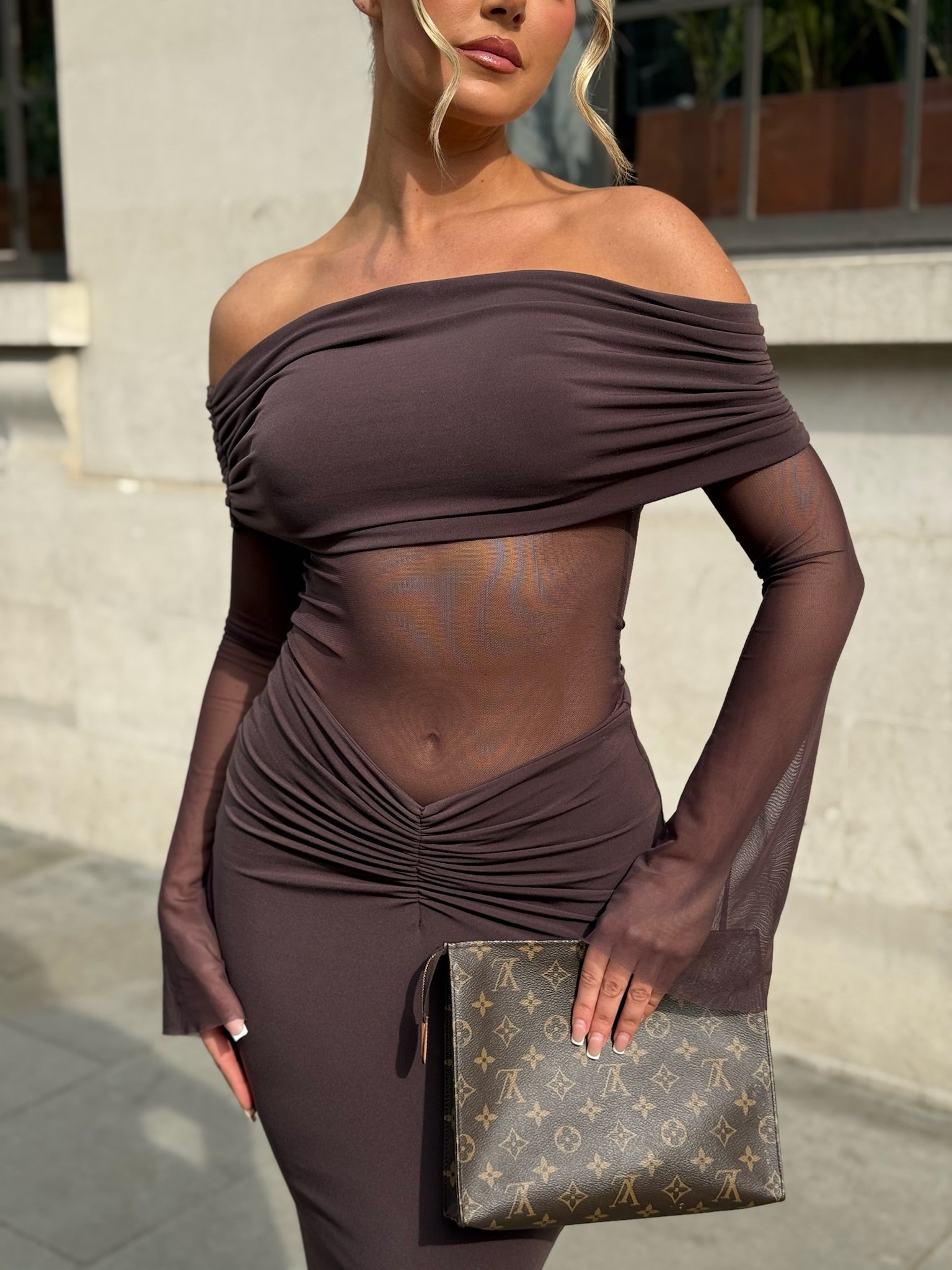 Harlie Two Piece Skirt Set Chocolate Brown