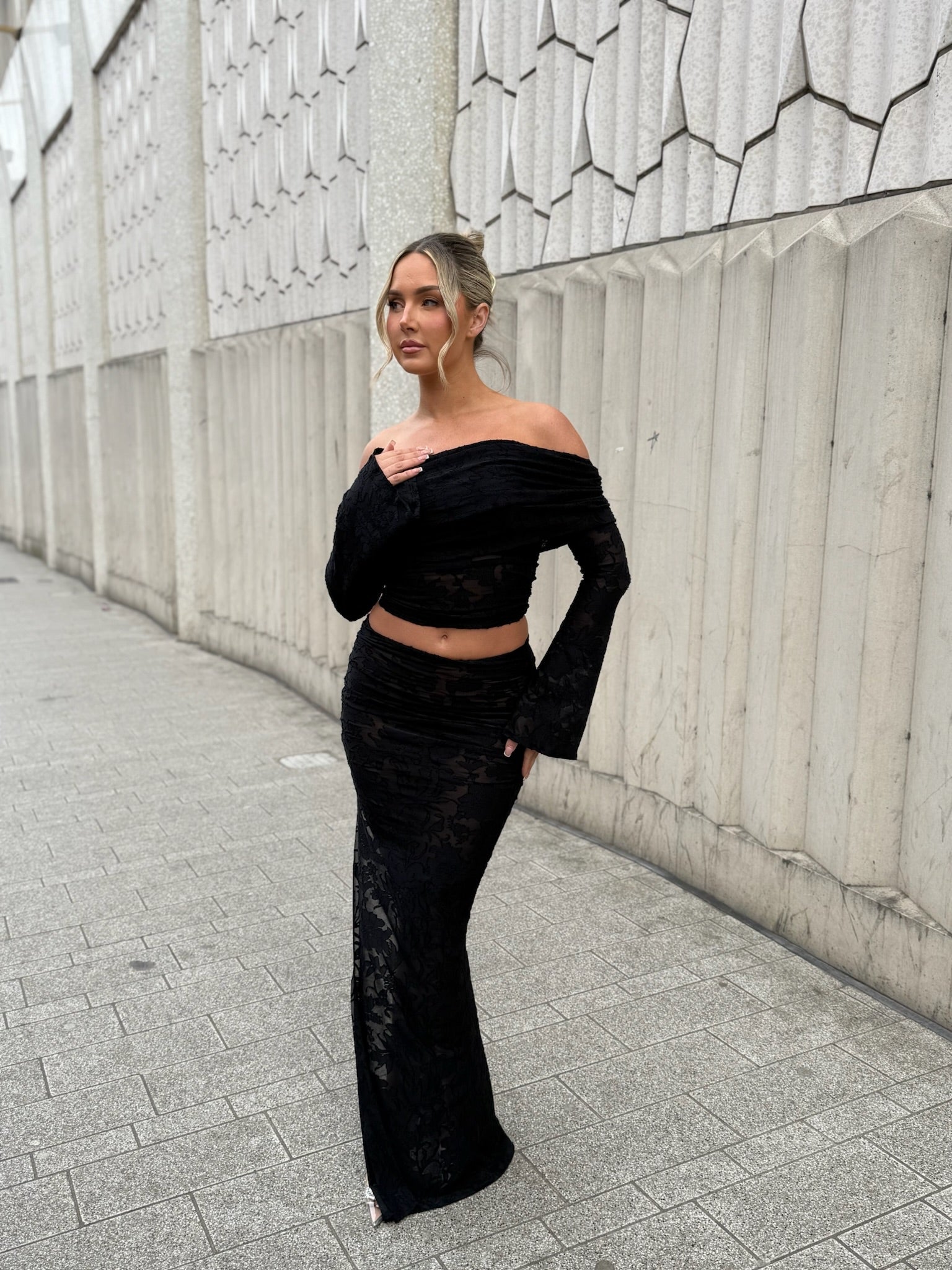 Eden Two Sleeve Two Piece Set Black Floral
