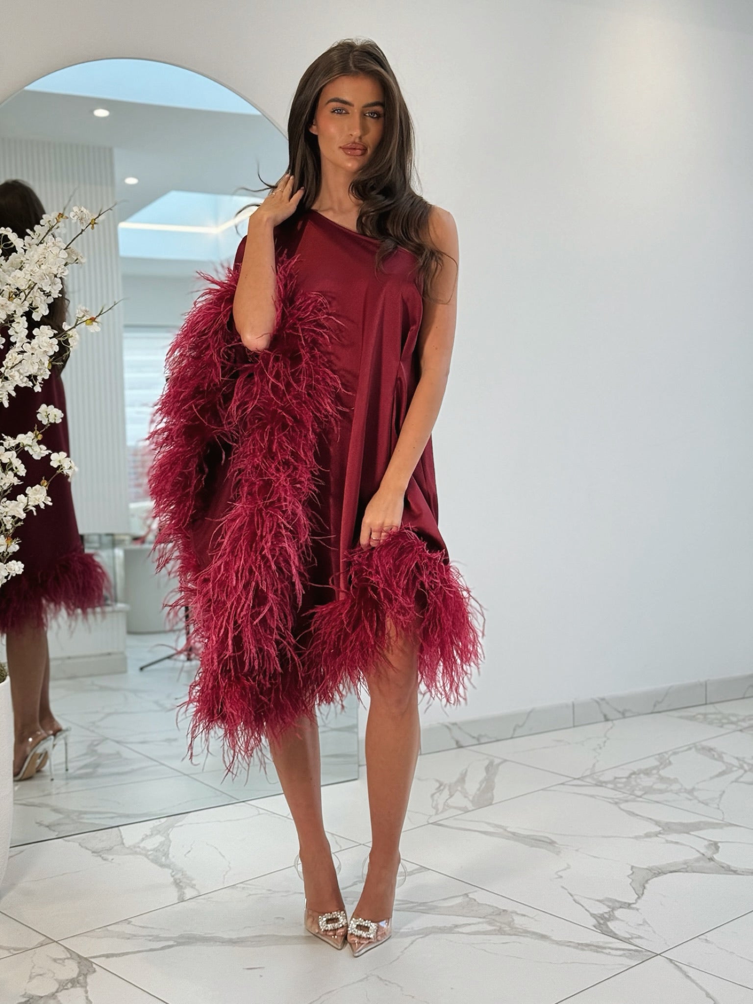 Capri Mini Dress Wine Satin