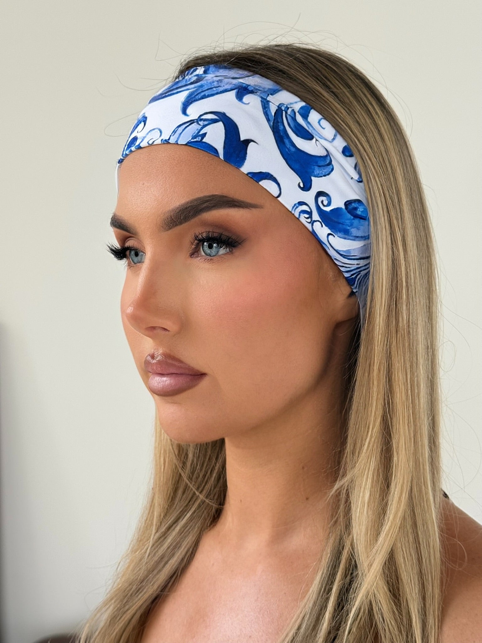 Riviera Blue Lycra Headband