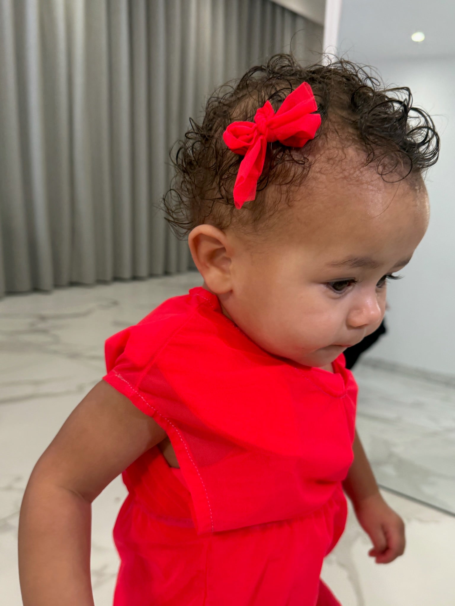 Mini Neon Red Small Bow