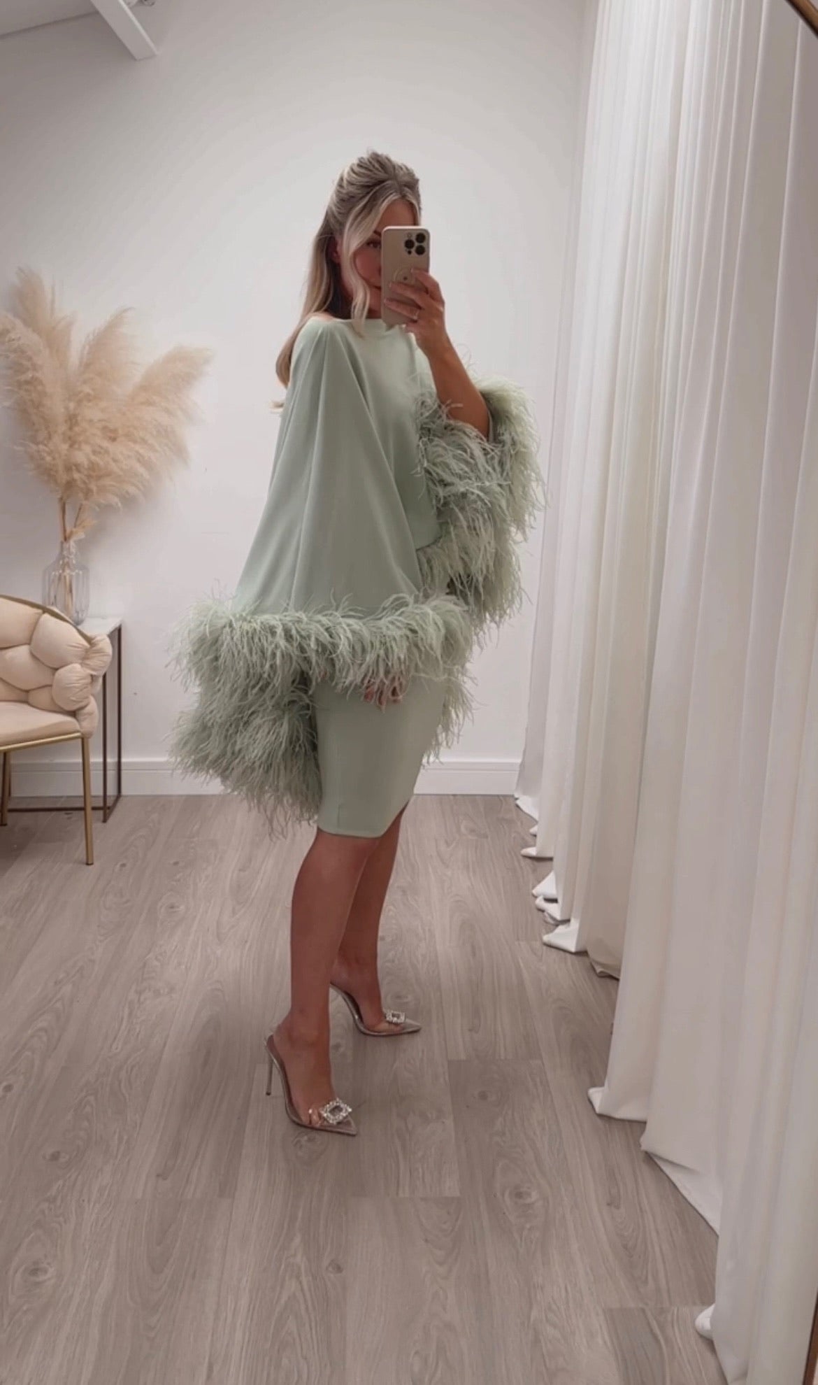 Kylie Cape Midi Skirt Set Matcha