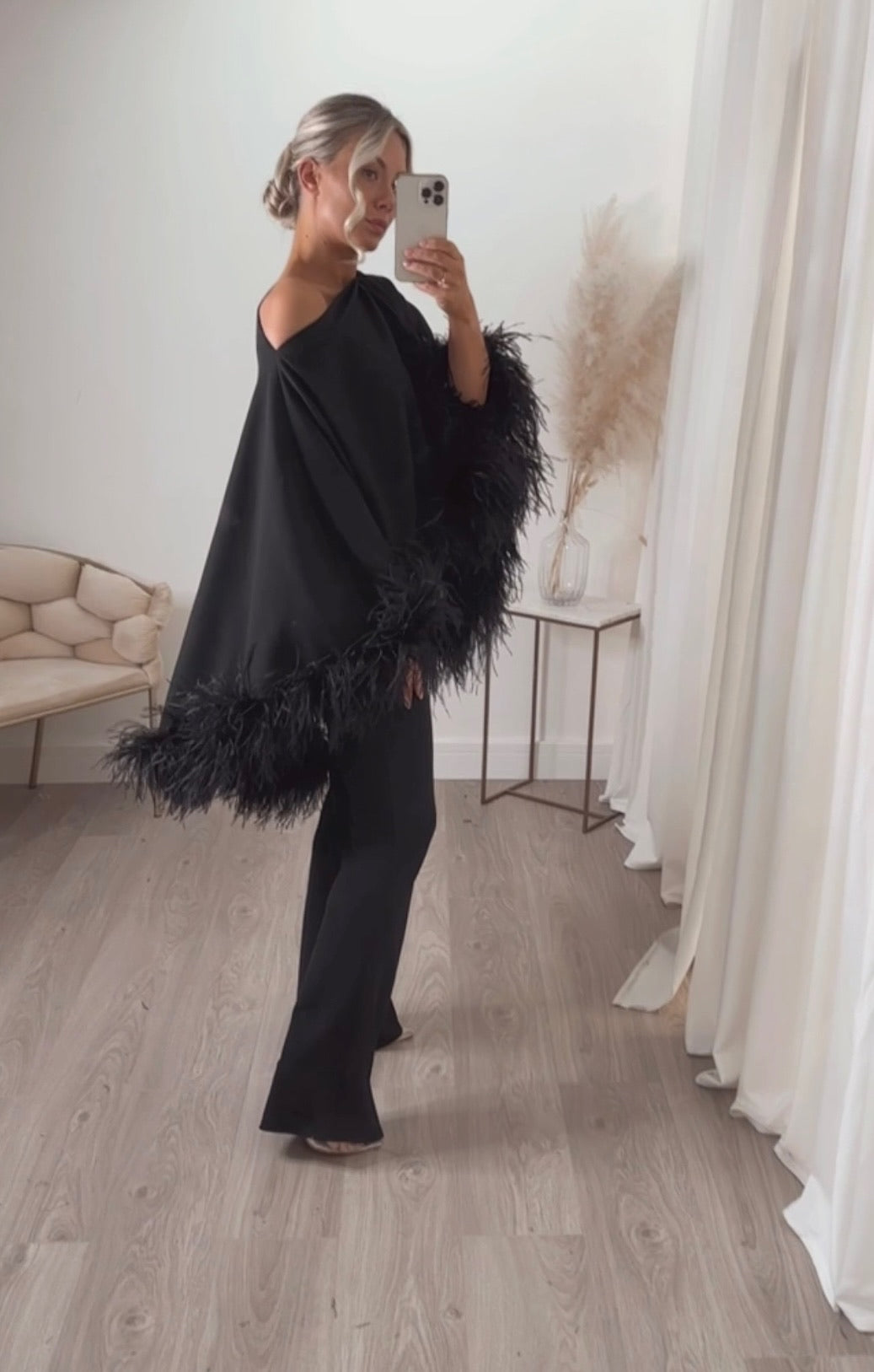 Kylie Cape Trouser Set Black