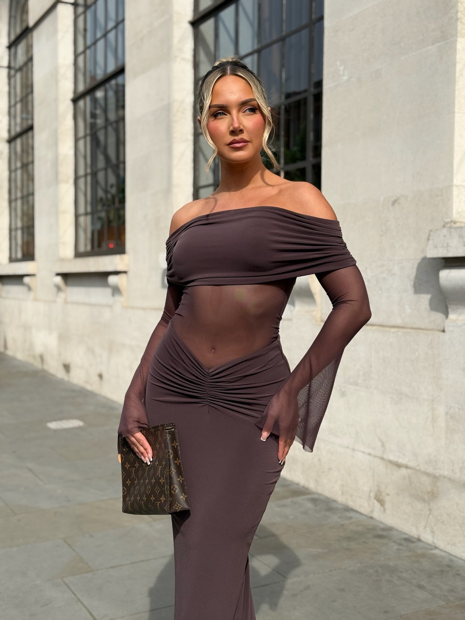 Harlie Two Piece Skirt Set Chocolate Brown