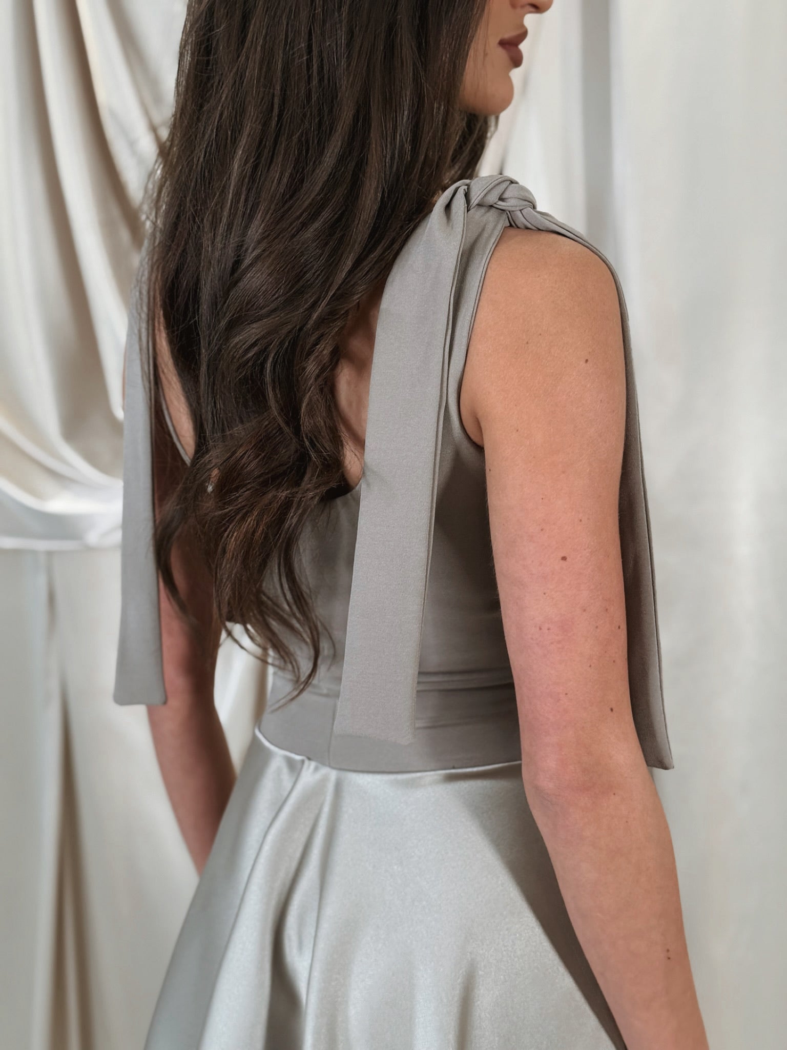 Sienna Corset Tie Strap Mini Dress Chinchilla