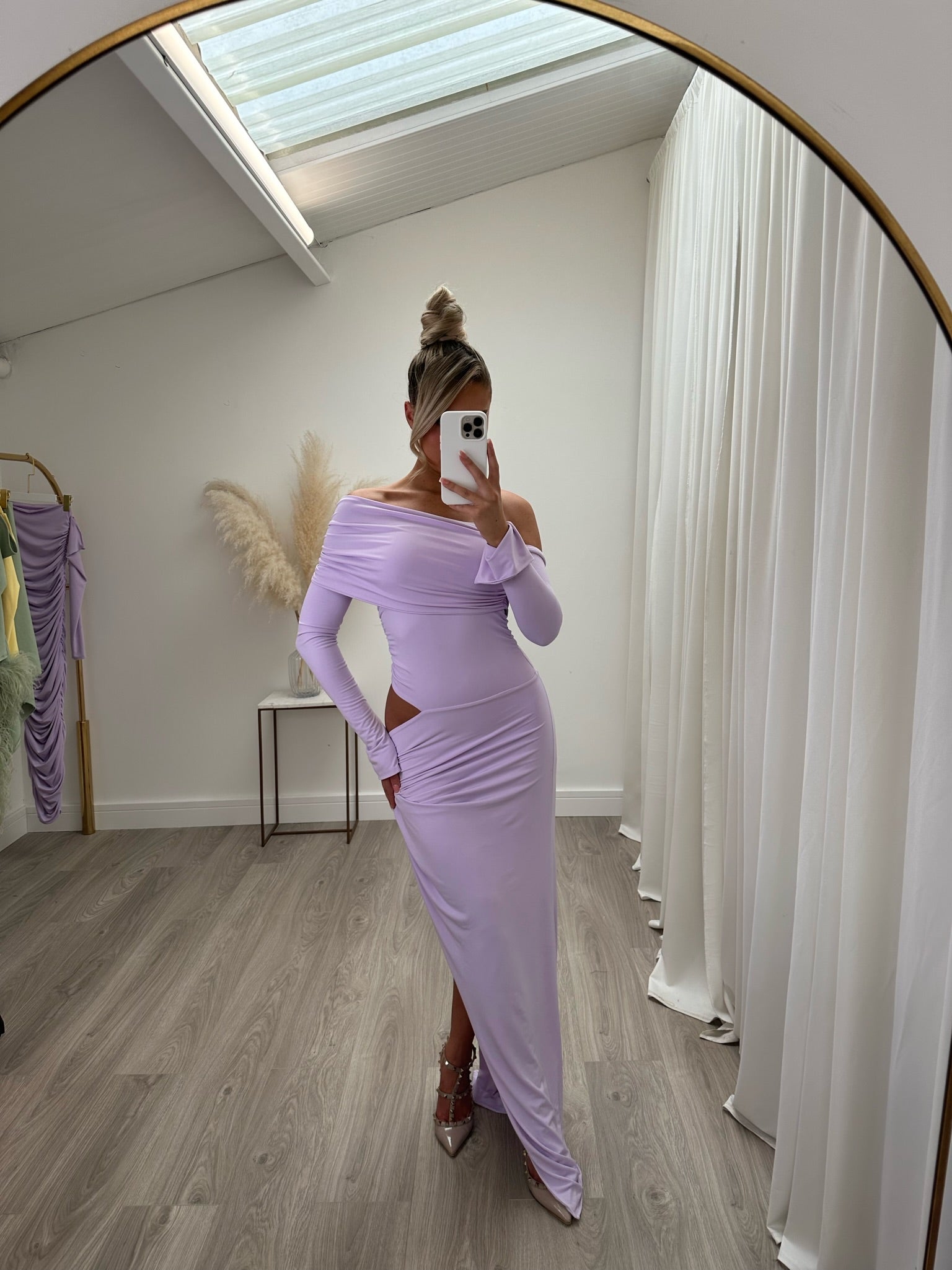 Olivia Asymmetric two sleeve Dress Lilac
