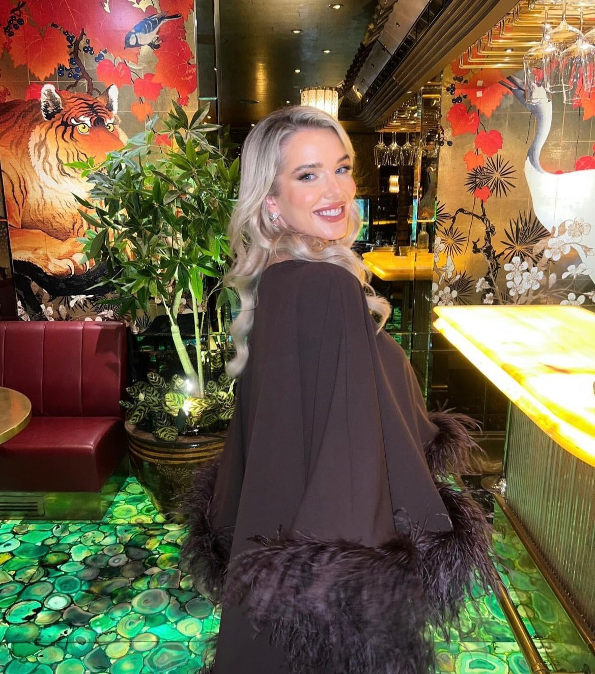 Kylie Cape Trouser Set Chocolate brown