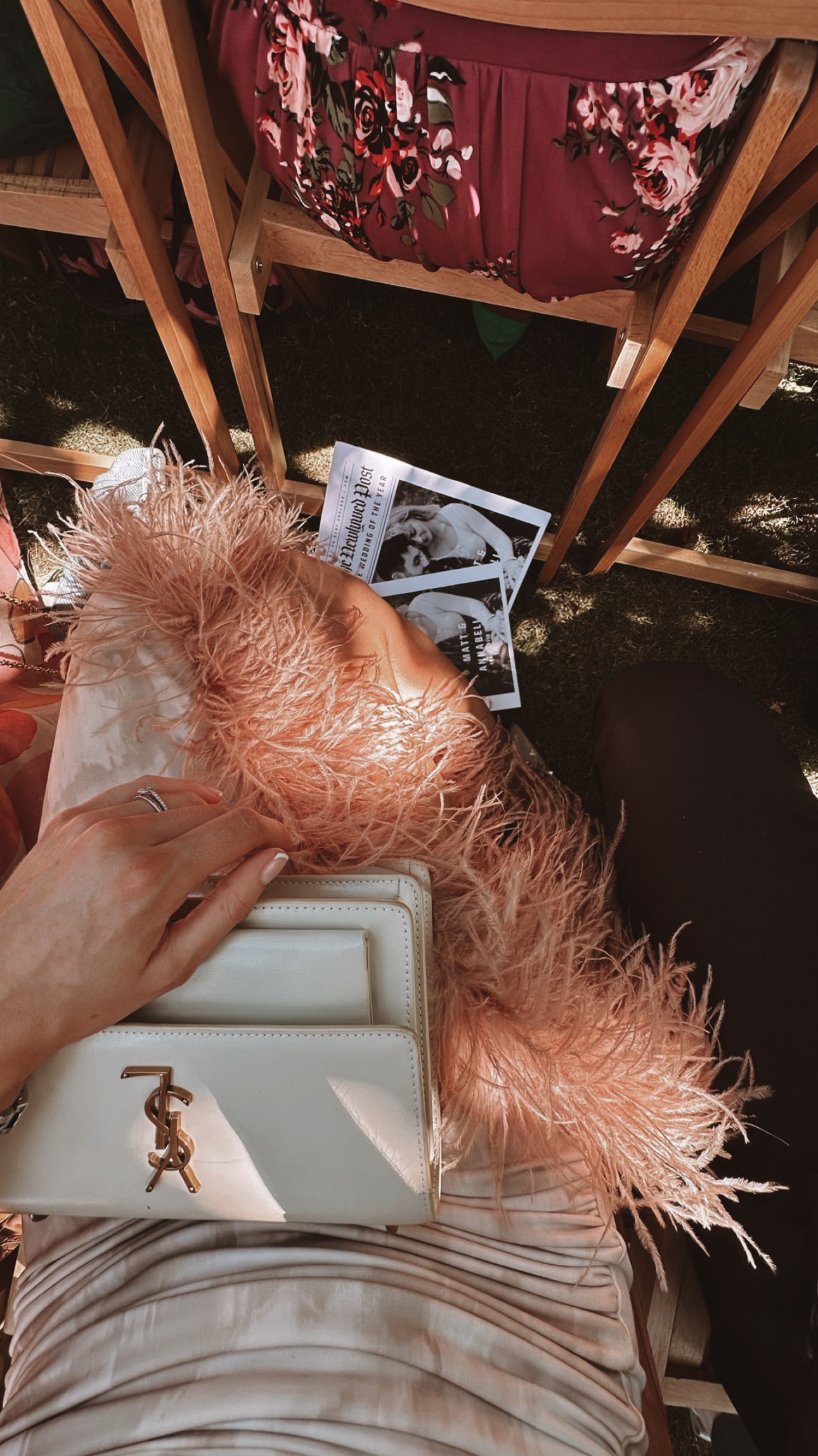 April Sleeveless Midi Ostrich Feather Dress Nude Smudge