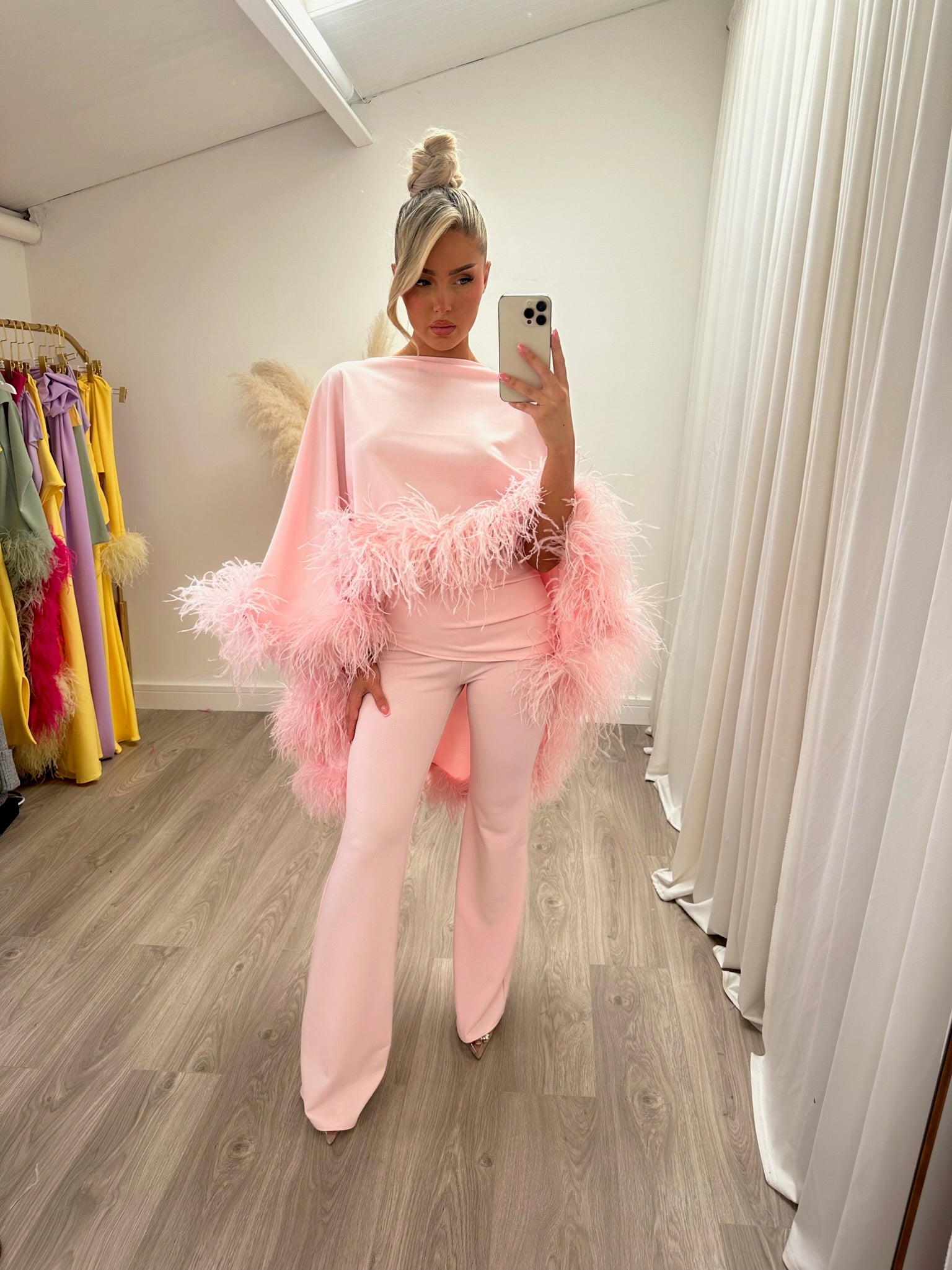 Kylie Cape Trouser Set Baby Pink