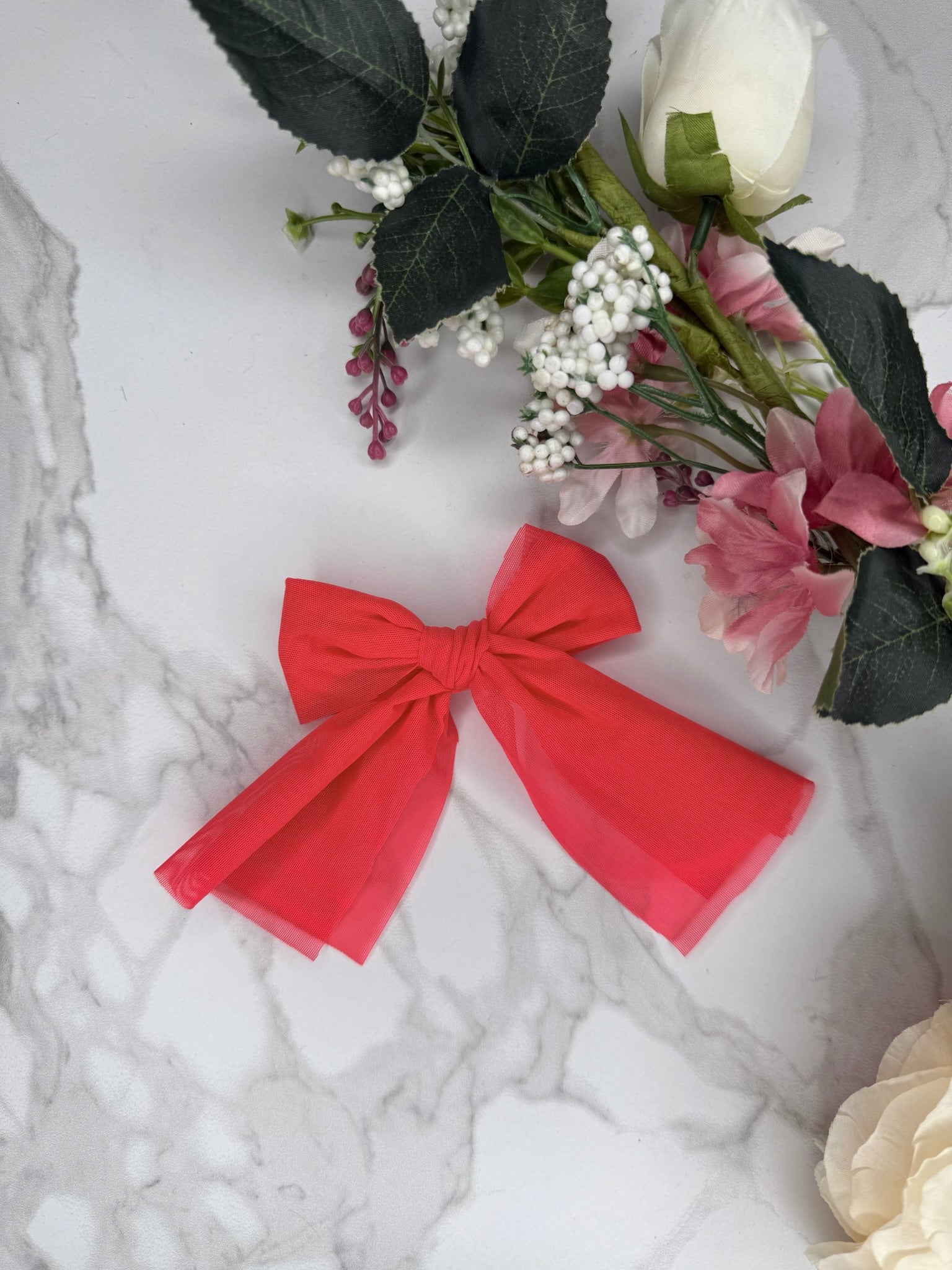 Mini Neon Red Big Bow