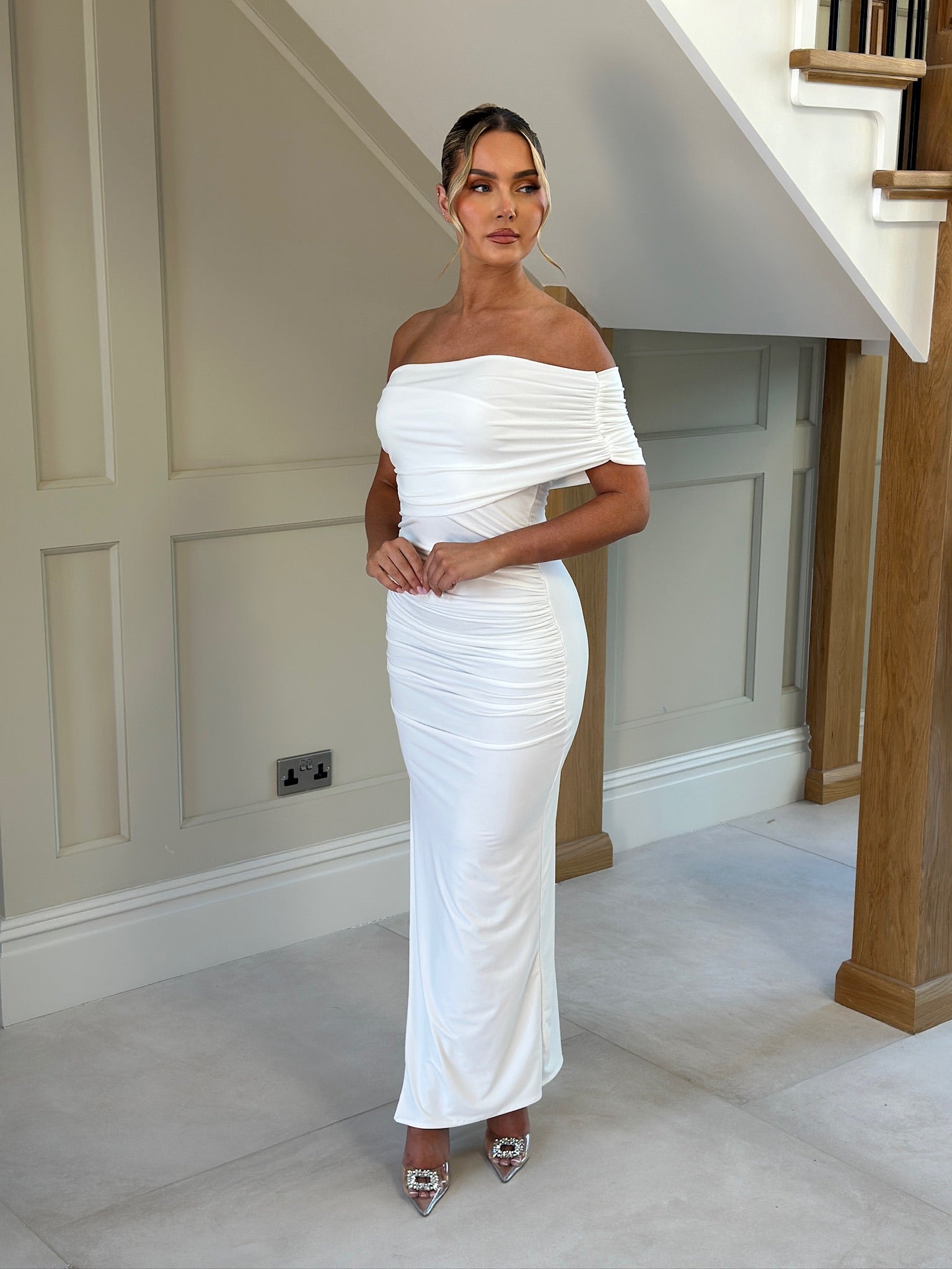 April Sleeveless Midi Dress White