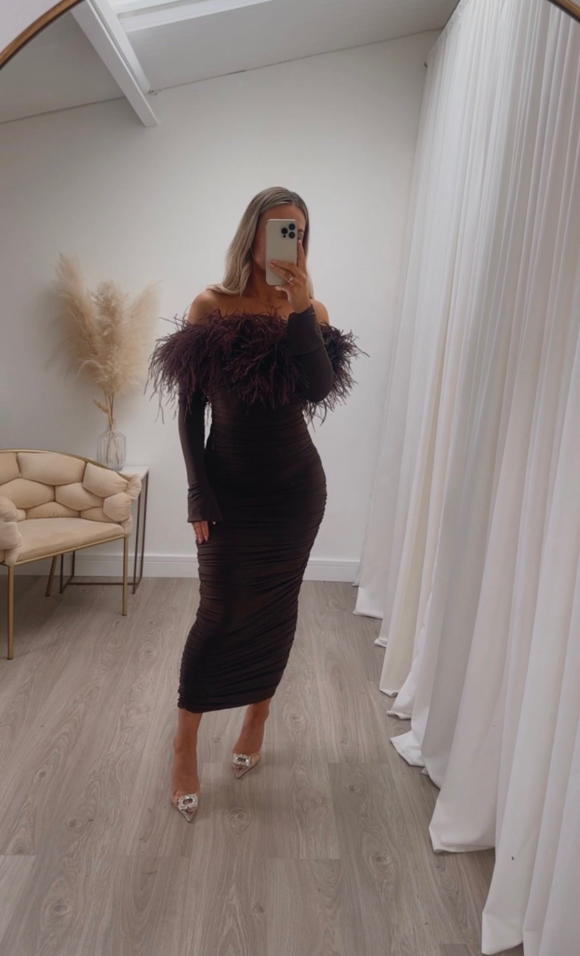 Carrie Ostrich Maxi Chocolate brown