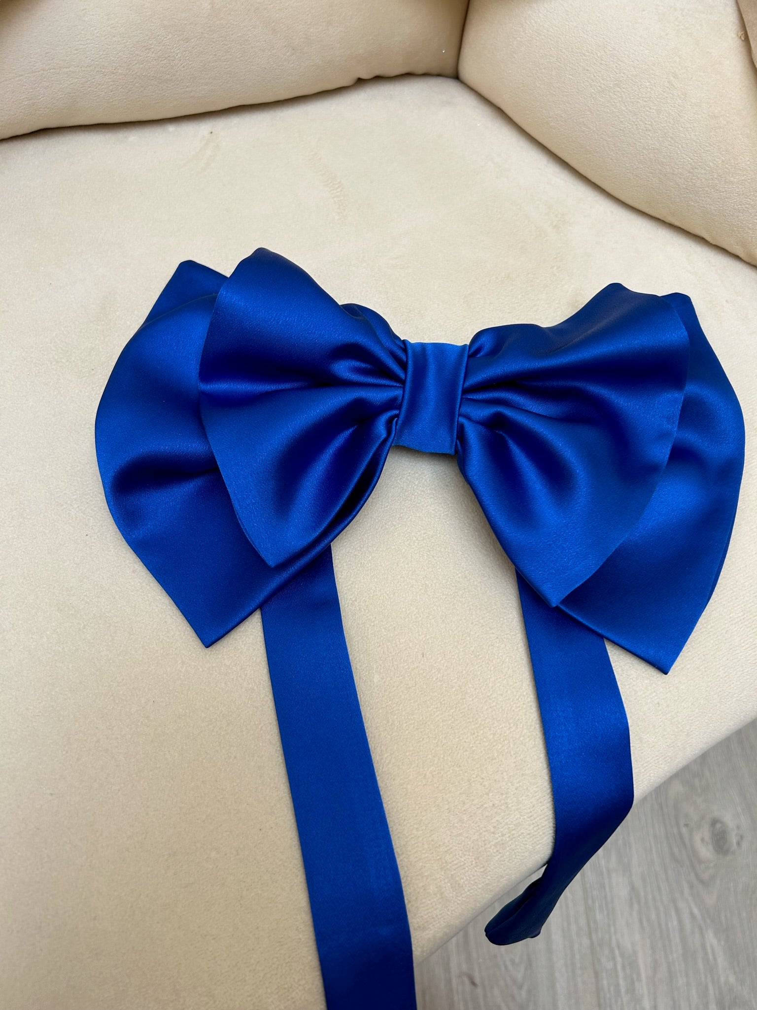 Hair Bow Royal Blue Satin