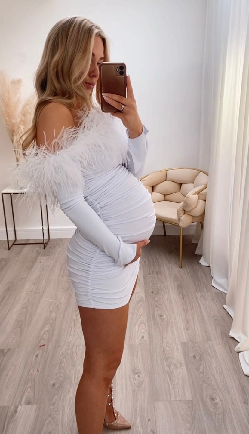 Carrie Ostrich Maternity Mini White