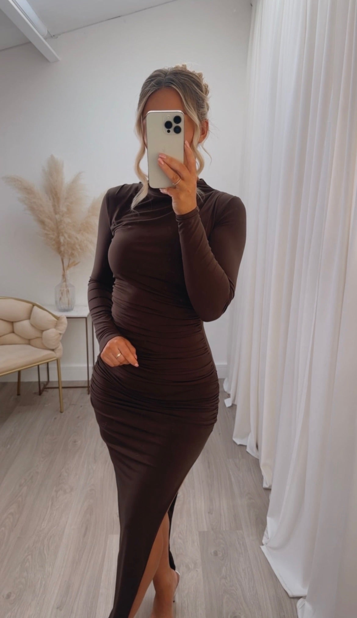 Kourtney Midi Dress Chocolate brown