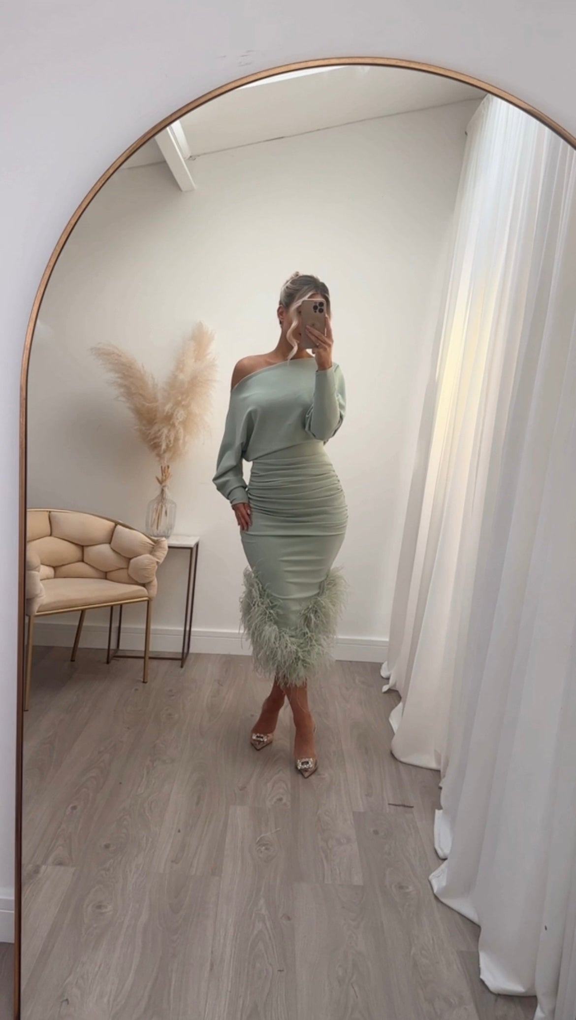 knee length dresses for ladies Arella Dress Chocolate | Ostrich Feather Dress