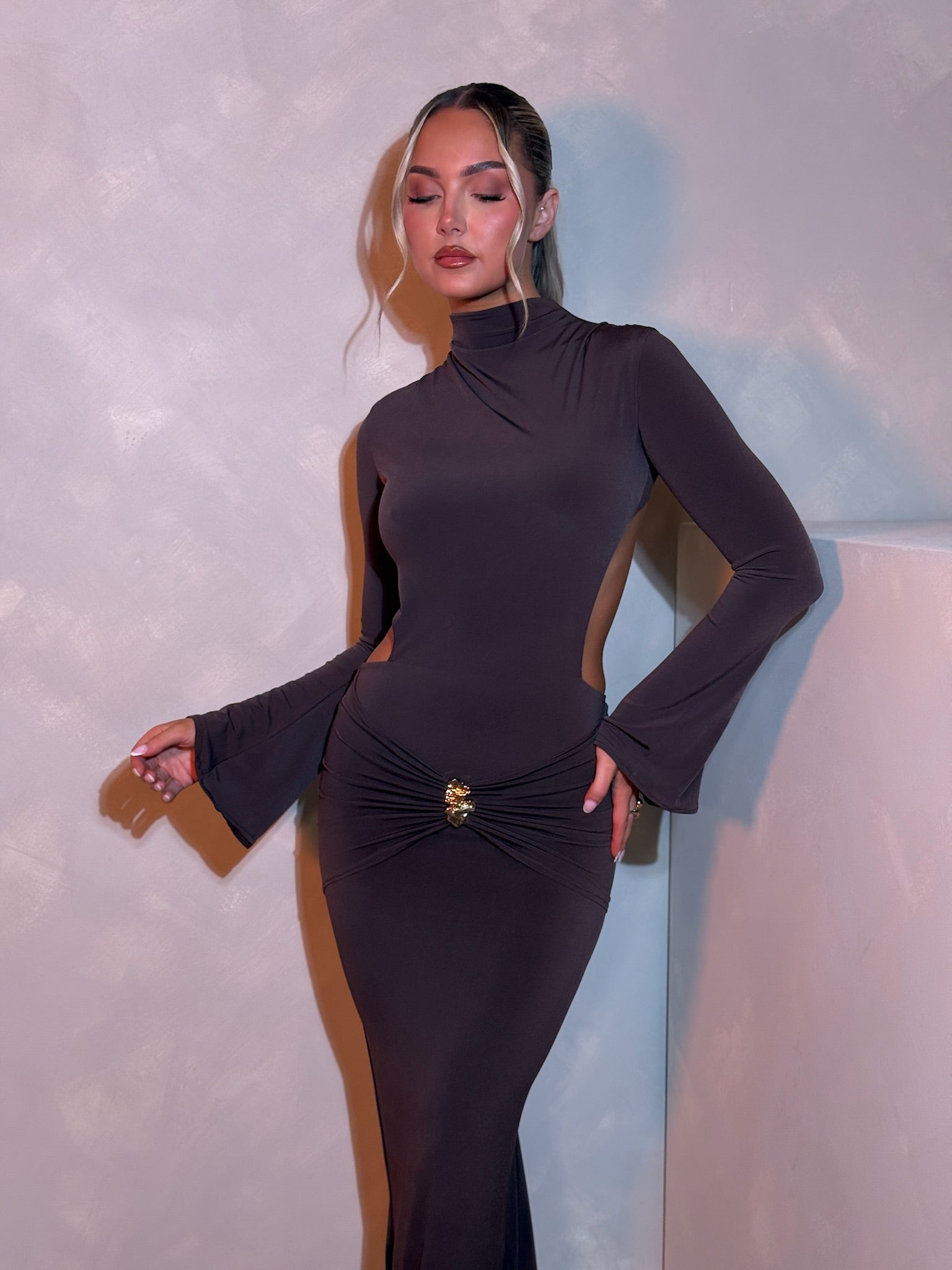 Serena Dress Chocolate Brown