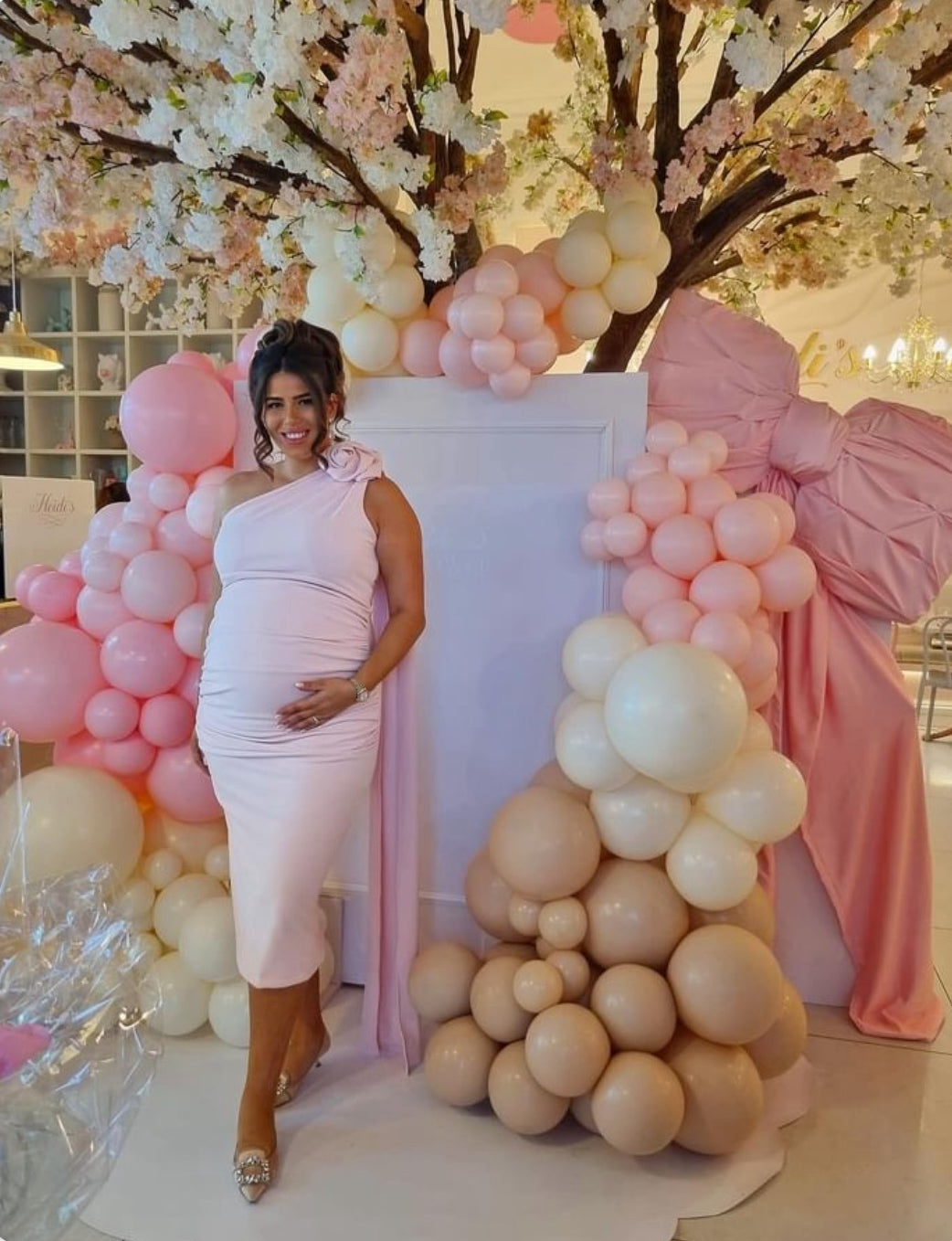 Maya Maternity Midi Dress Baby Pink