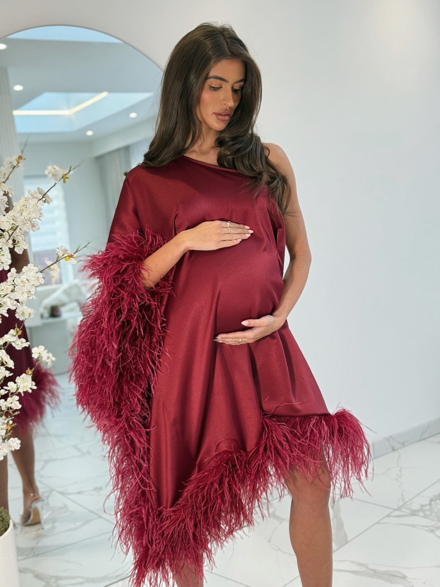 Capri maternity Mini Dress wine satin
