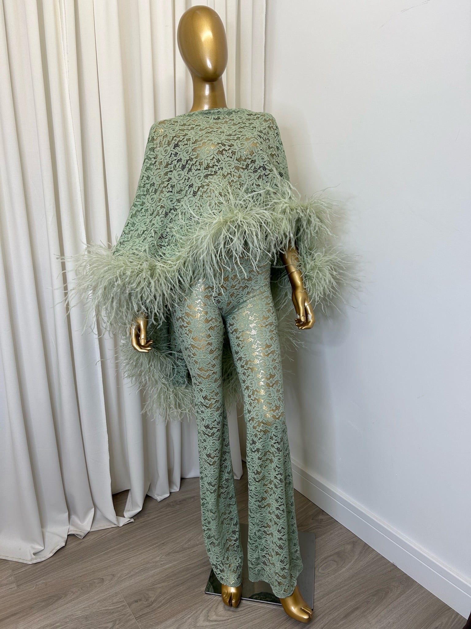 Kylie Cape Trouser Set Matcha Lace