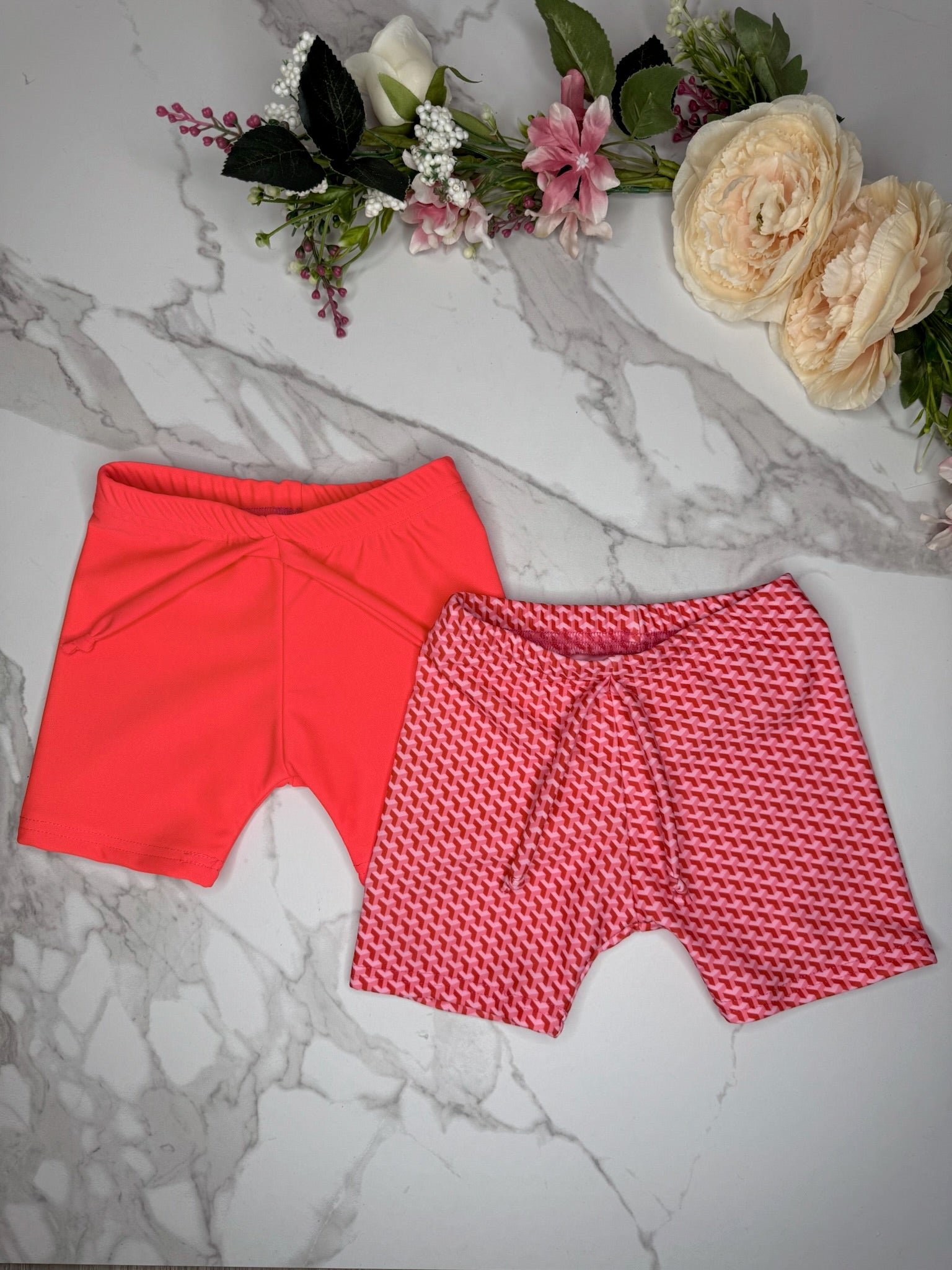 Mini Neon Red Swim Shorts