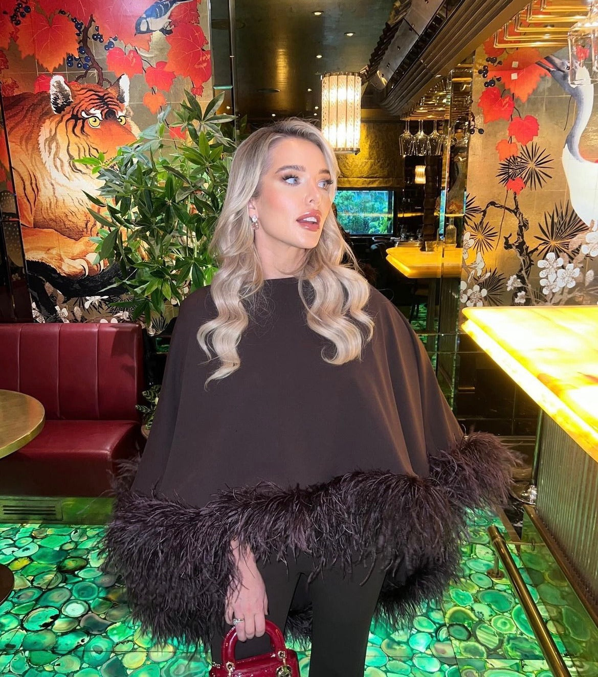 Kylie Cape Trouser Set Chocolate brown