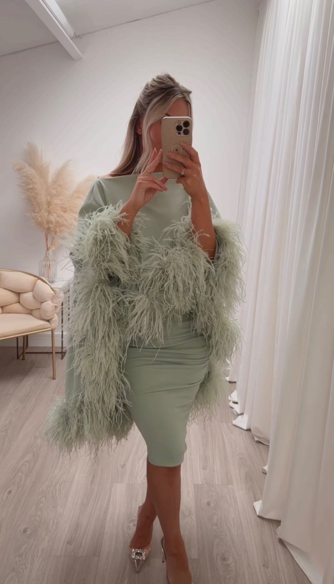 Kylie Cape Midi Skirt Set Matcha