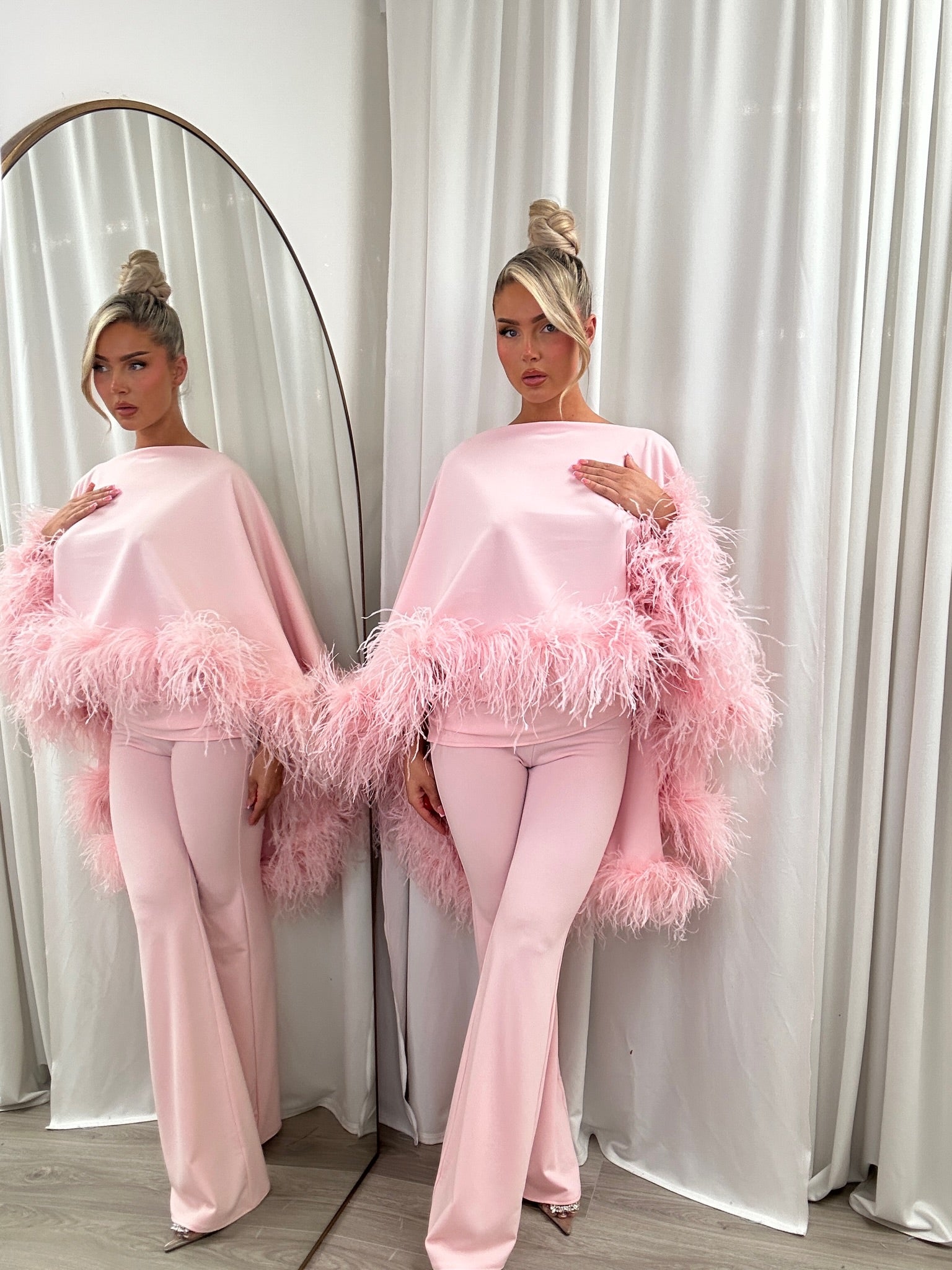 Kylie Cape Trouser Set Baby Pink