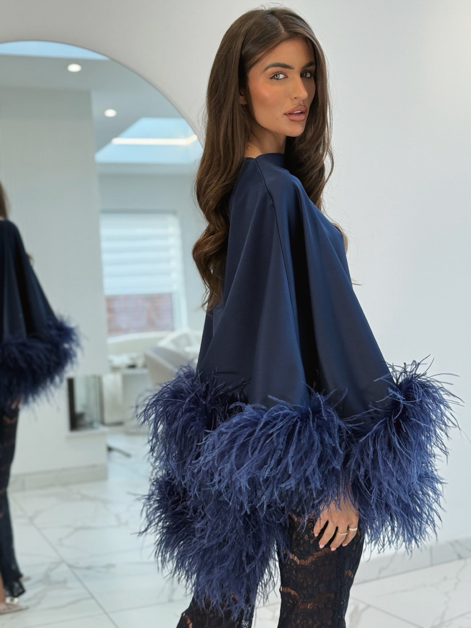 Amina Cape Trouser Set navy blue