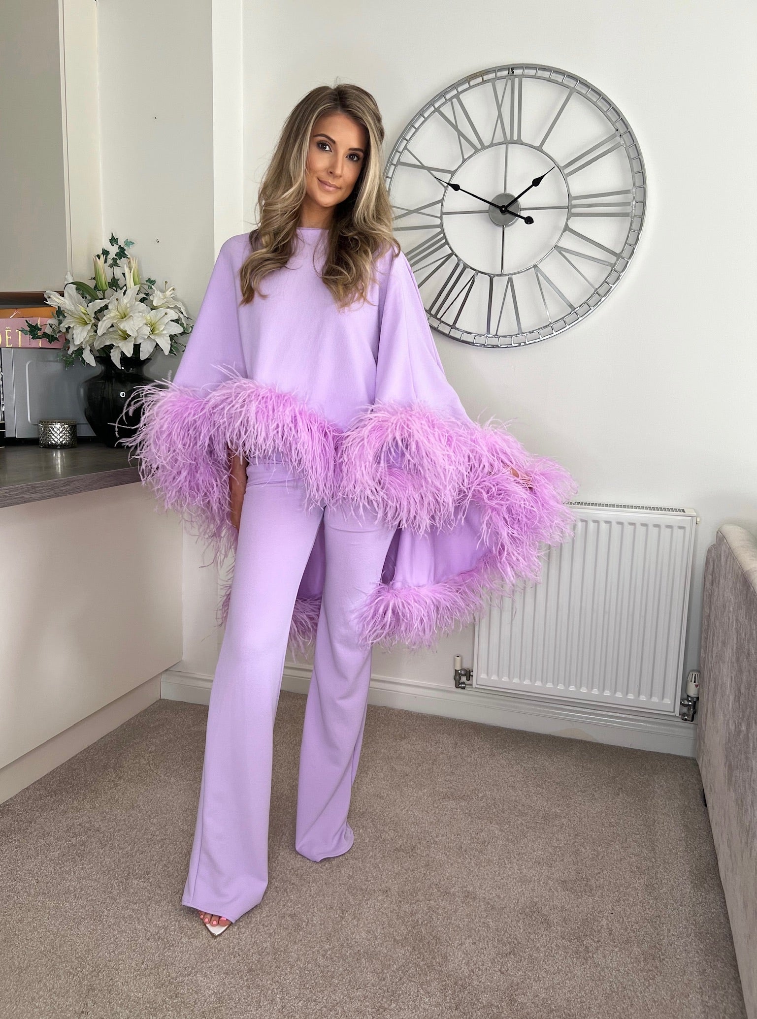 Kylie Cape Trouser Set Lilac