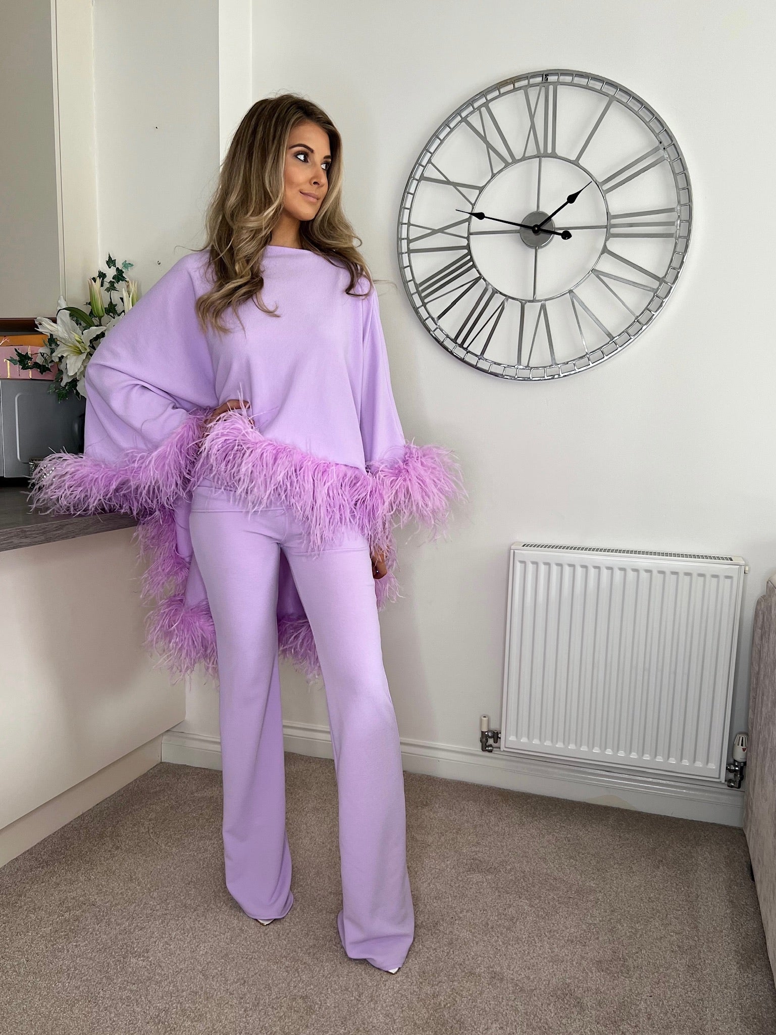 Kylie Cape Trouser Set Lilac