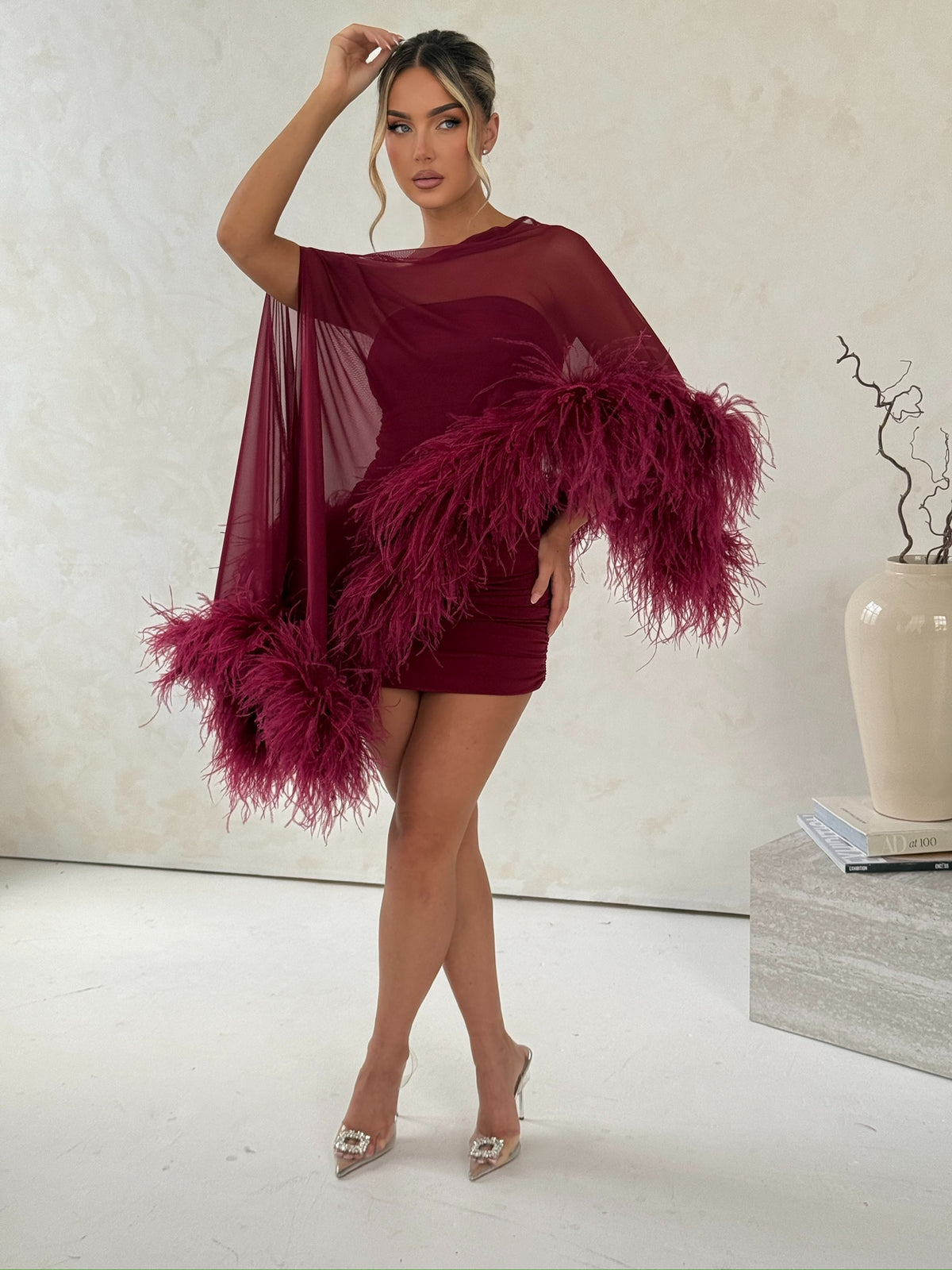 Cindy Cape Top Two Piece Set Wine