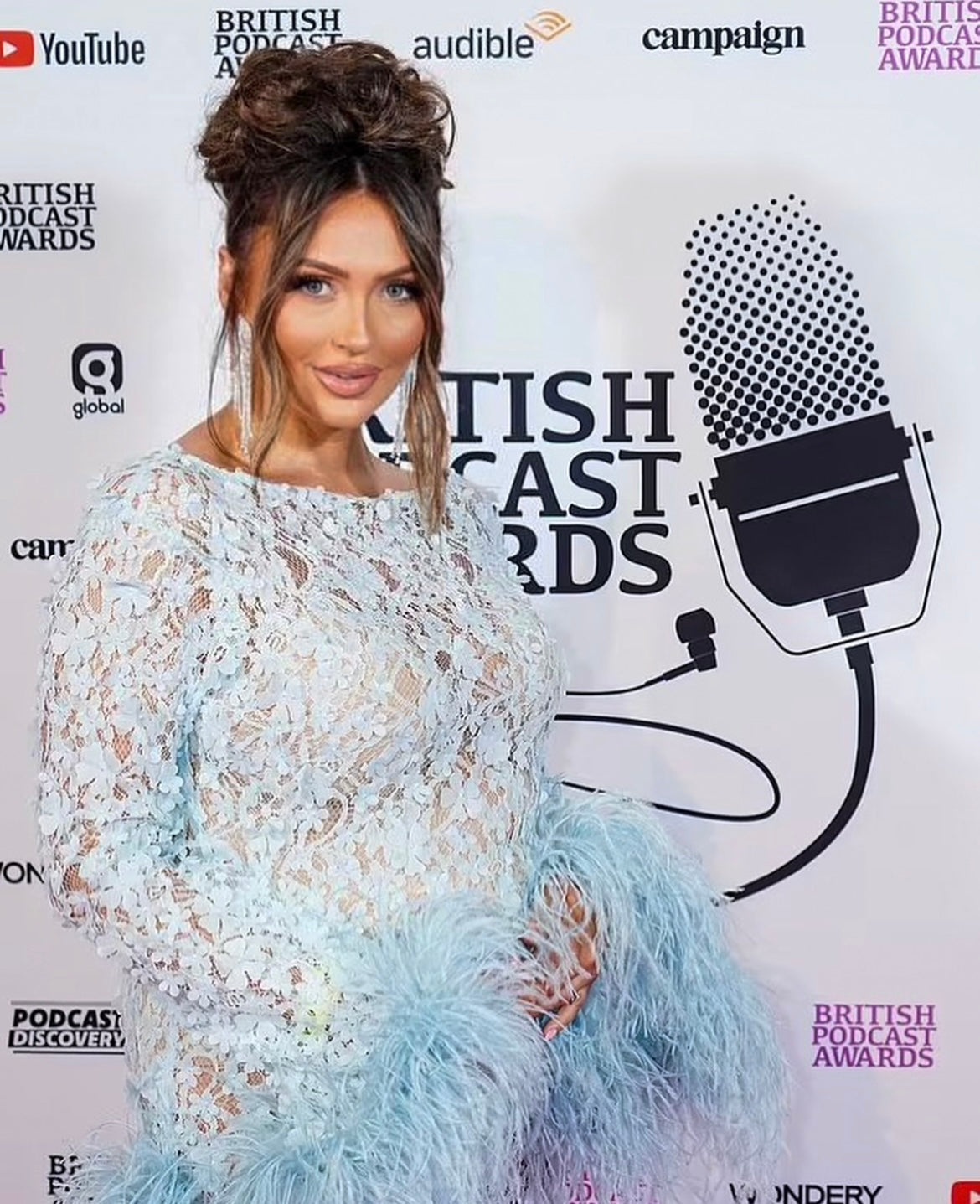 Claudia Ostrich Feather Sleeve Maternity Dress Baby Blue