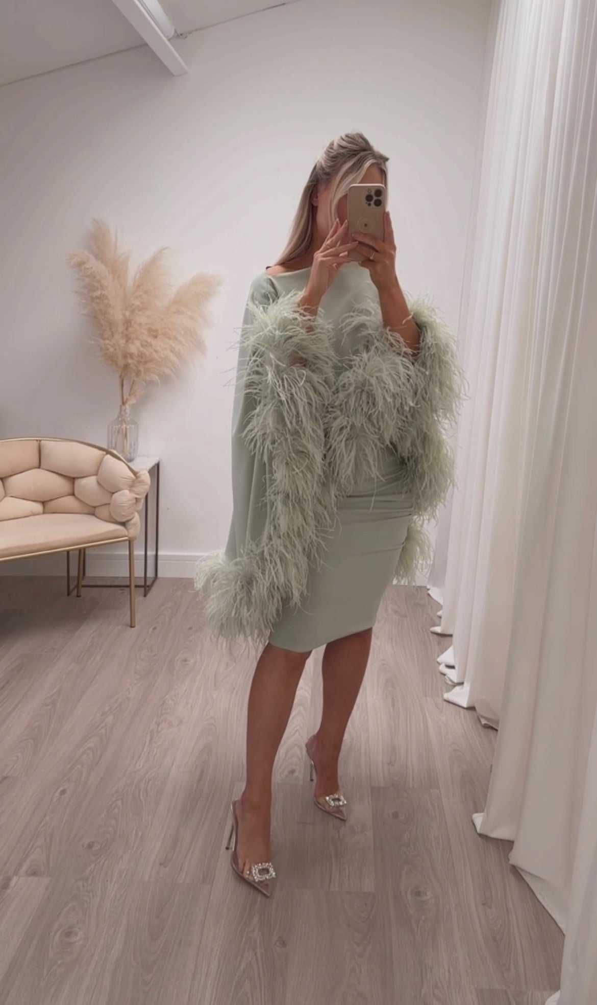 Kylie Cape Midi Skirt Set Matcha