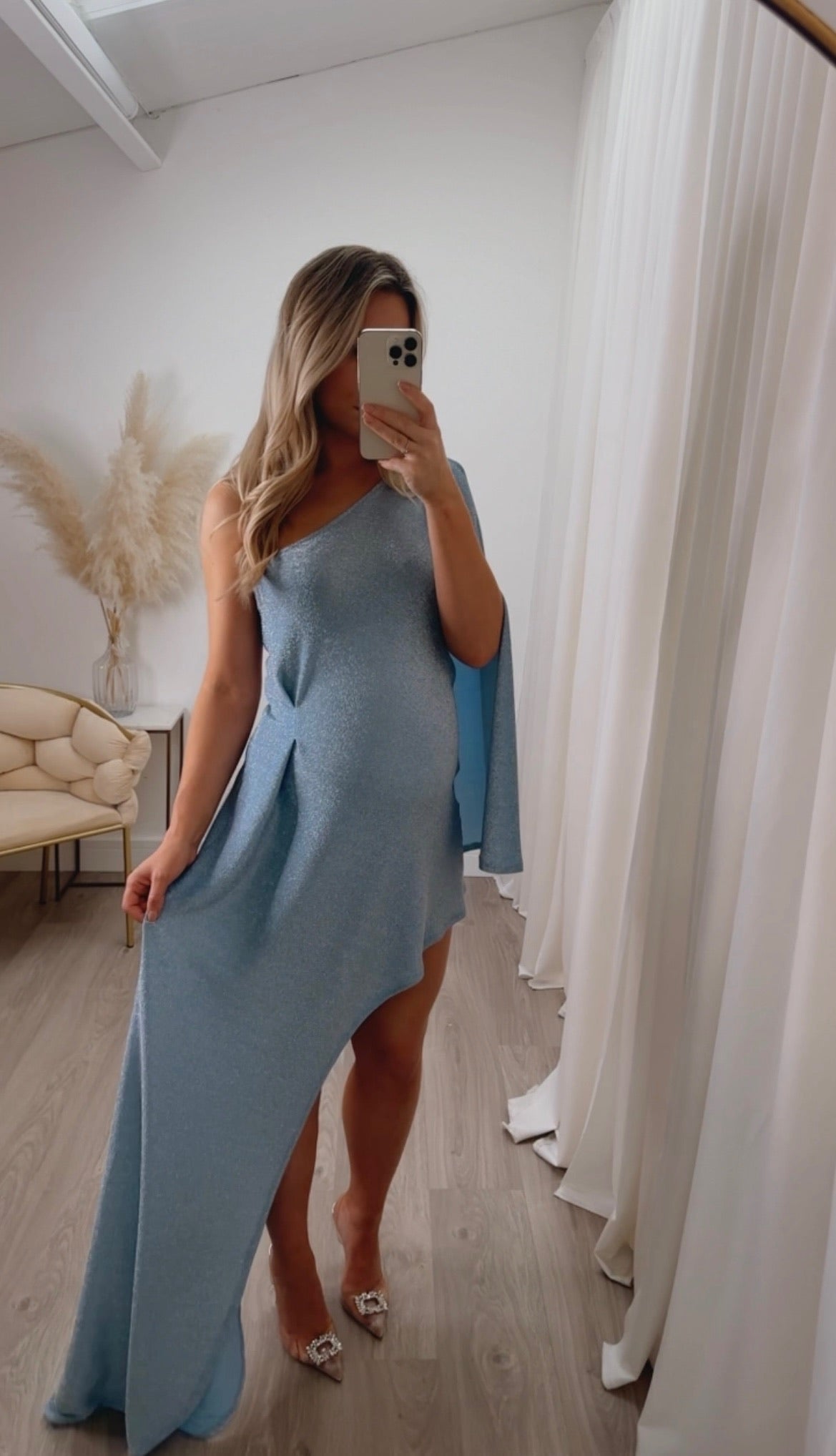 Liberty Maternity Dress Blue Glitter