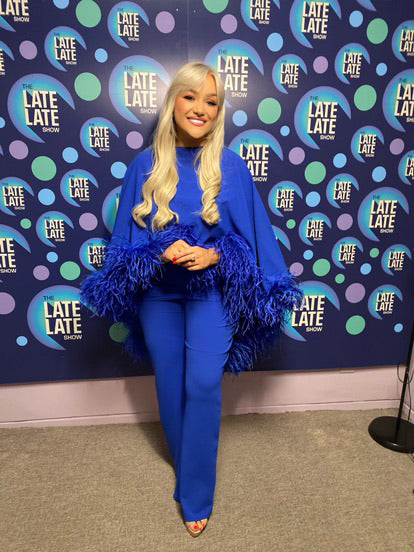 Kylie Cape Trouser Set Royal Blue