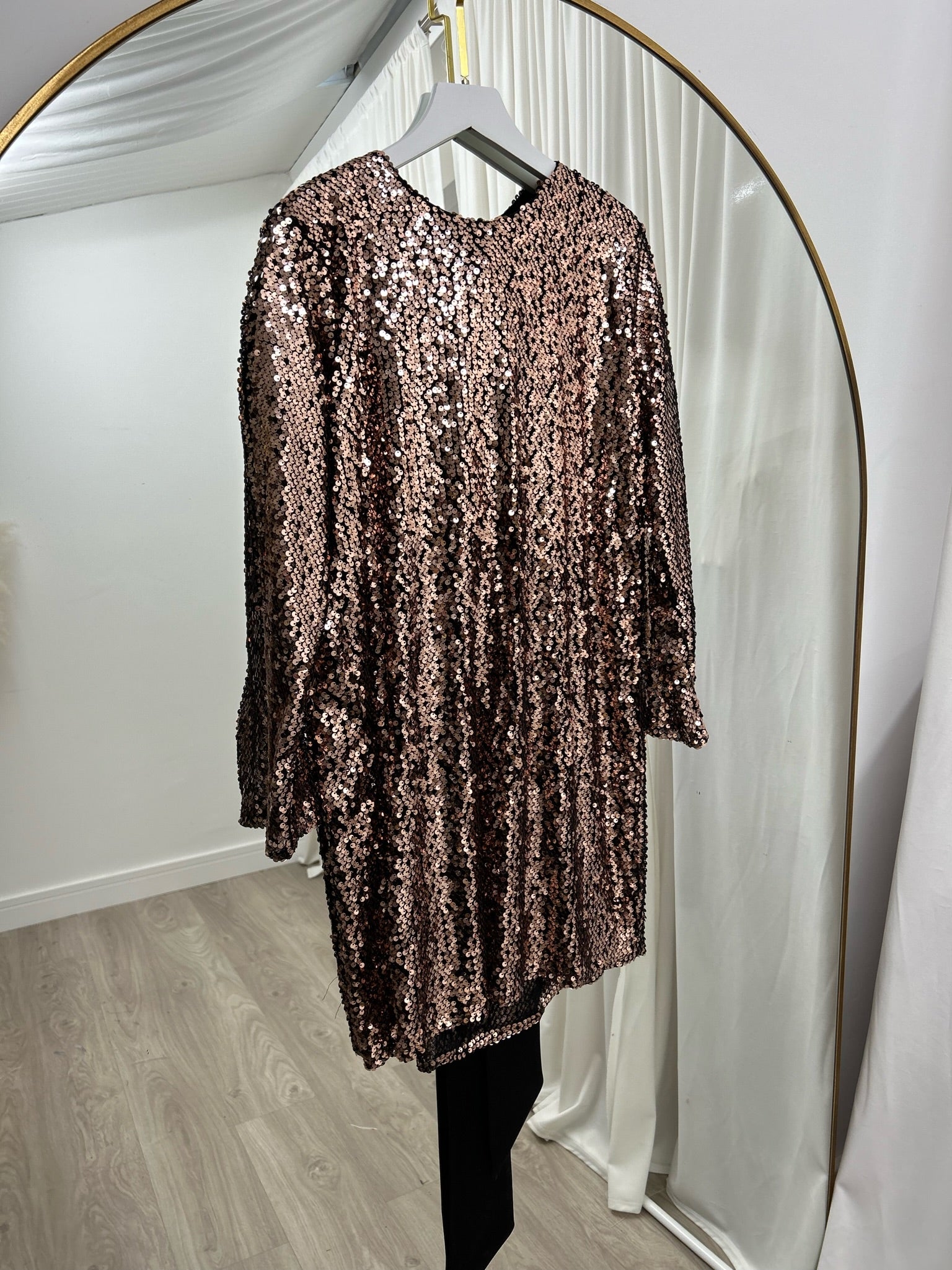 Belle Mini Dress Rose Gold Sequin