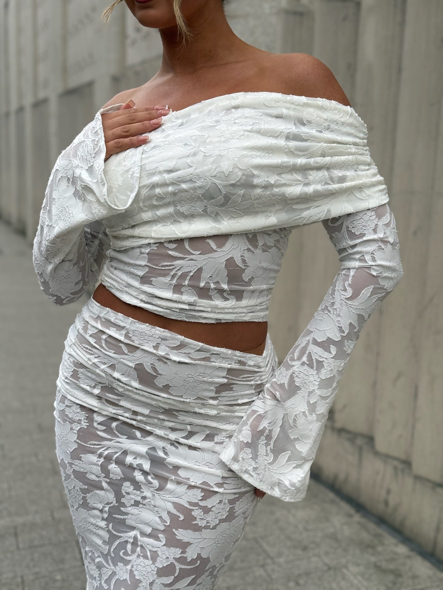 Eden Two Sleeve Two Piece Set White Floral