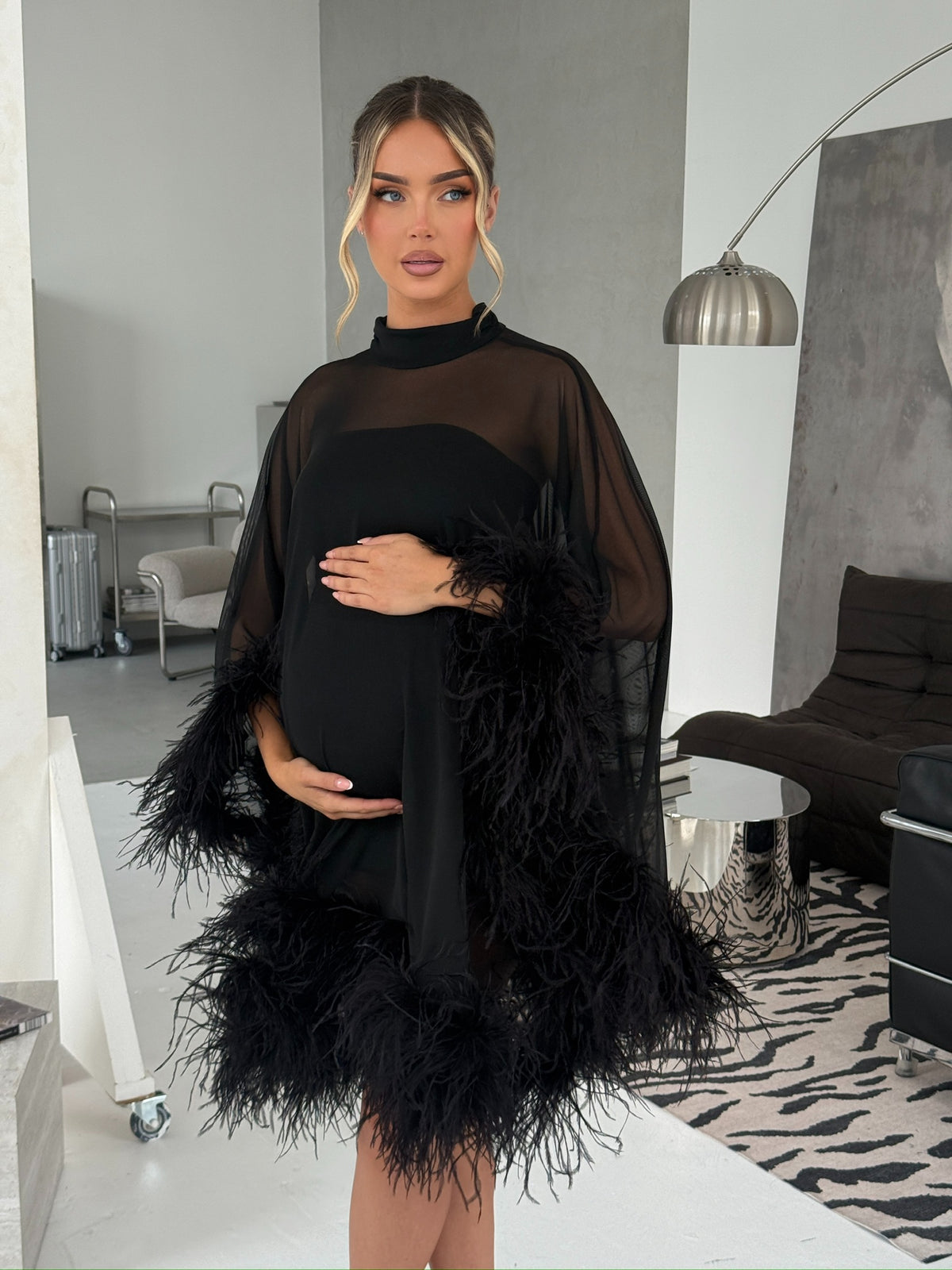 Cindy Cape Dress Two Piece Maternity Set Black