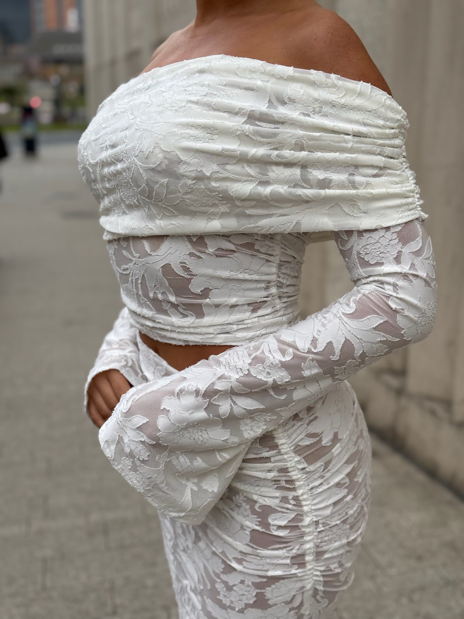 Eden Two Sleeve Two Piece Set White Floral